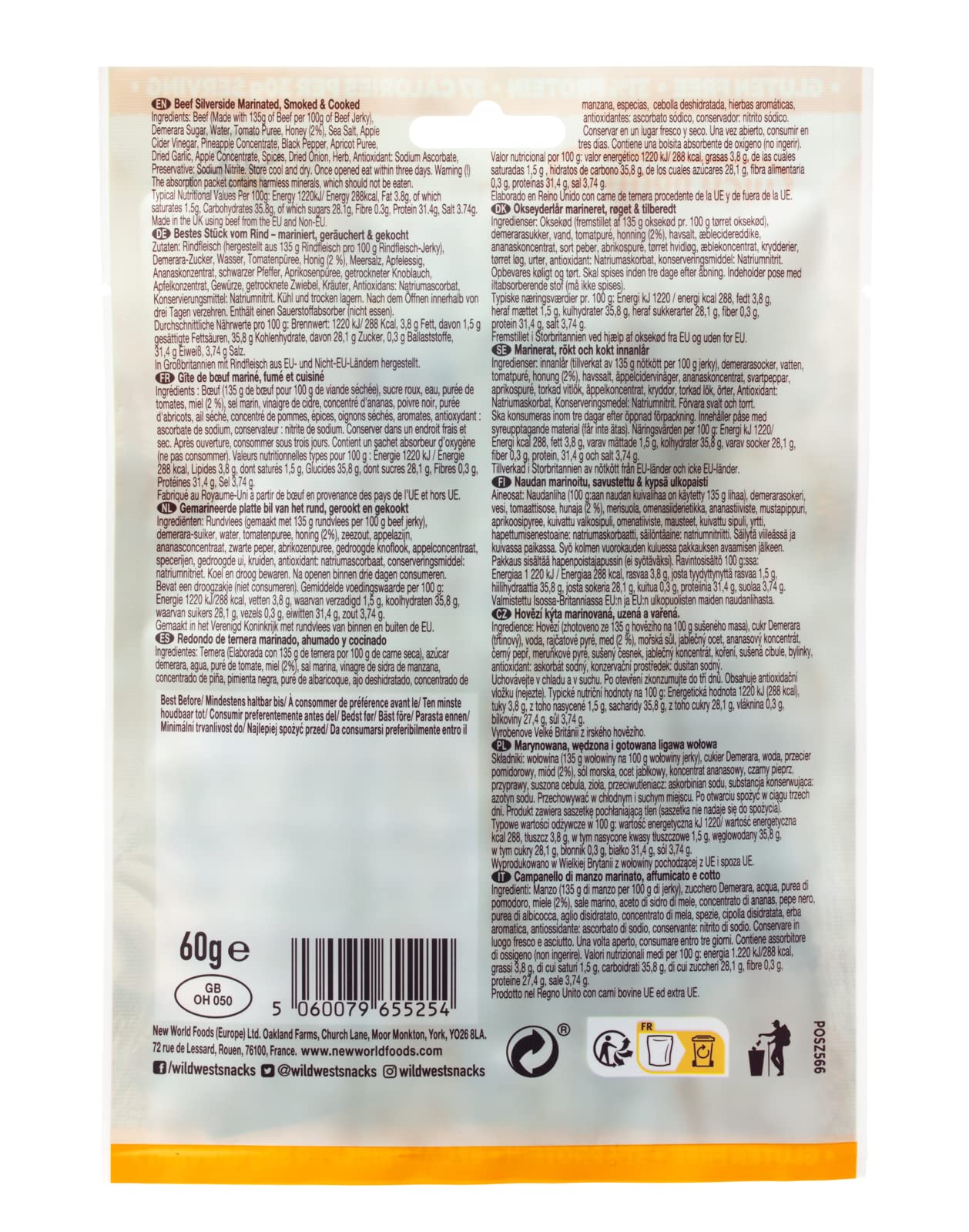 Wild West Honey BBQ Beef Jerky 12 x 60g 3