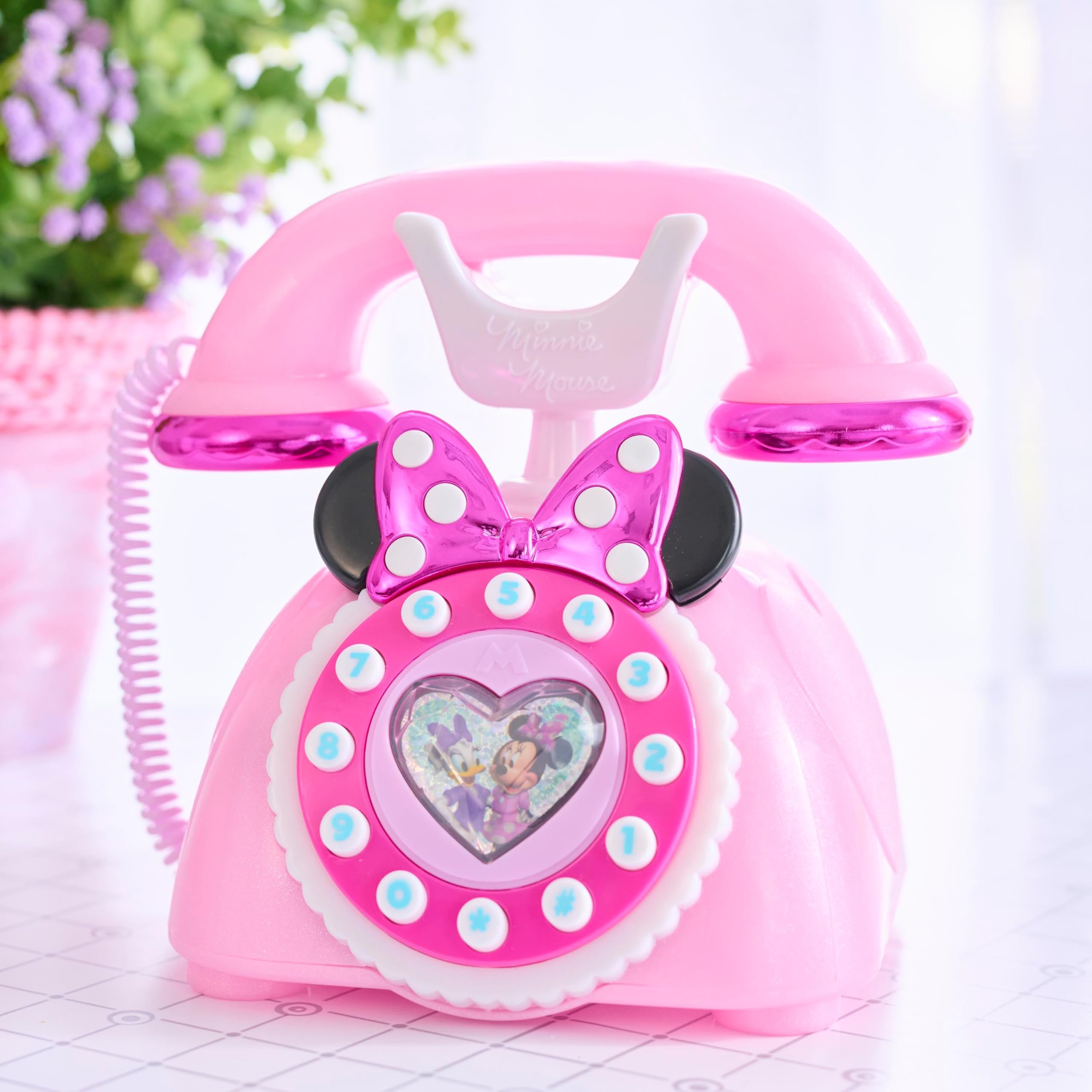Disney Junior Minnie Mouse Ring Me Rotary Style Phone with Lights - Pretend Play Toy for Kids 3+ 6