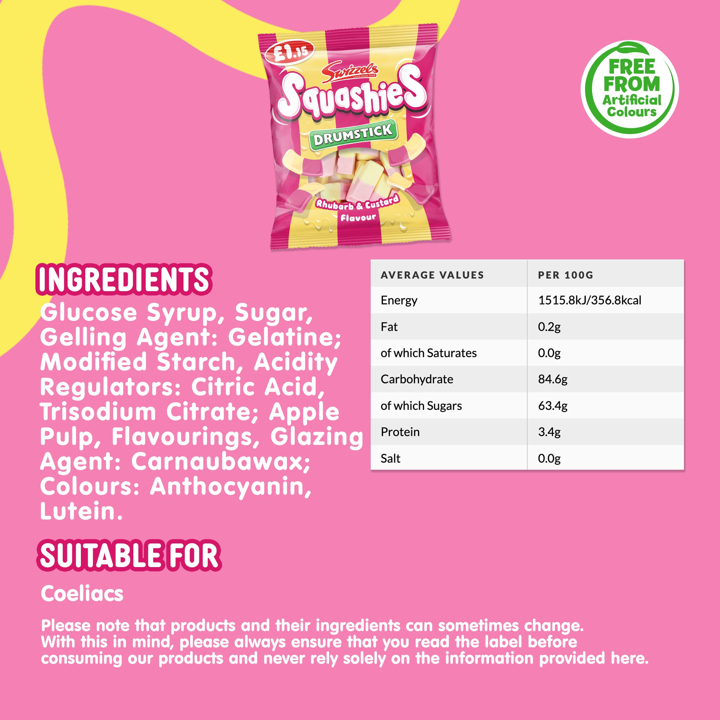 Swizzels Squashies Sweets - Rhubarb & Custard Flavour (120g) 4