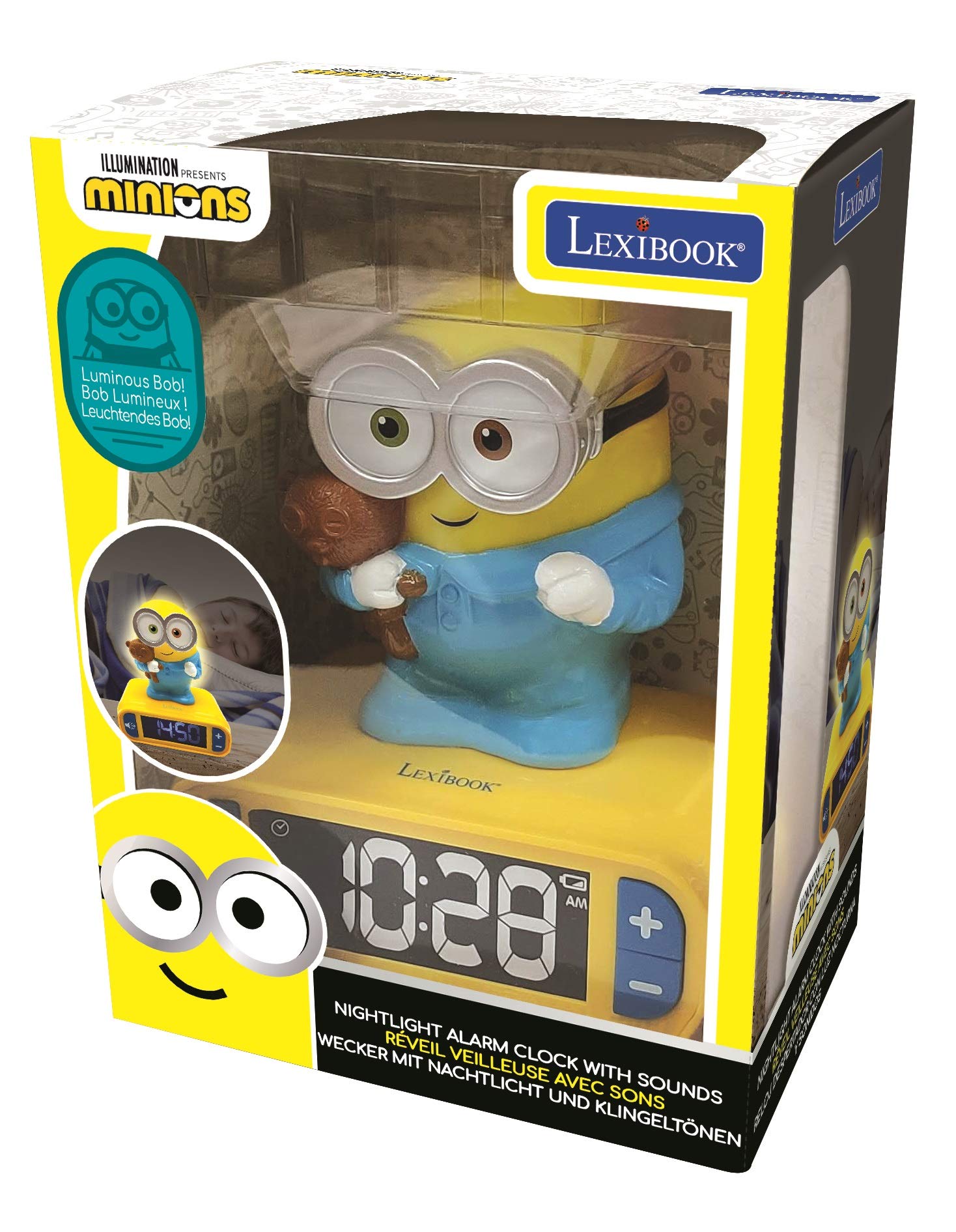 LEXIBOOK Minions Digital Alarm Clock with Night Light - Bob Light-Up Feature, Snooze & Sound Effects 8