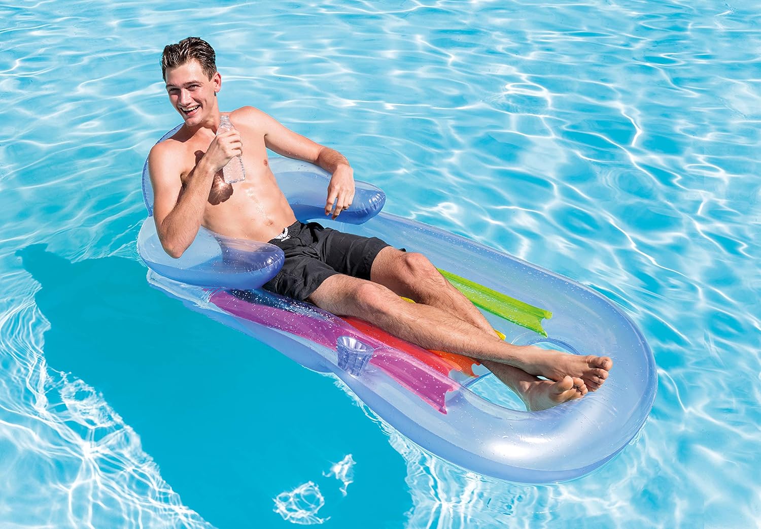 Intex 58802 Bronzing Chair Mat - Pool & Beach Inflatable with Backrest, Armrests & Cup Holder 6