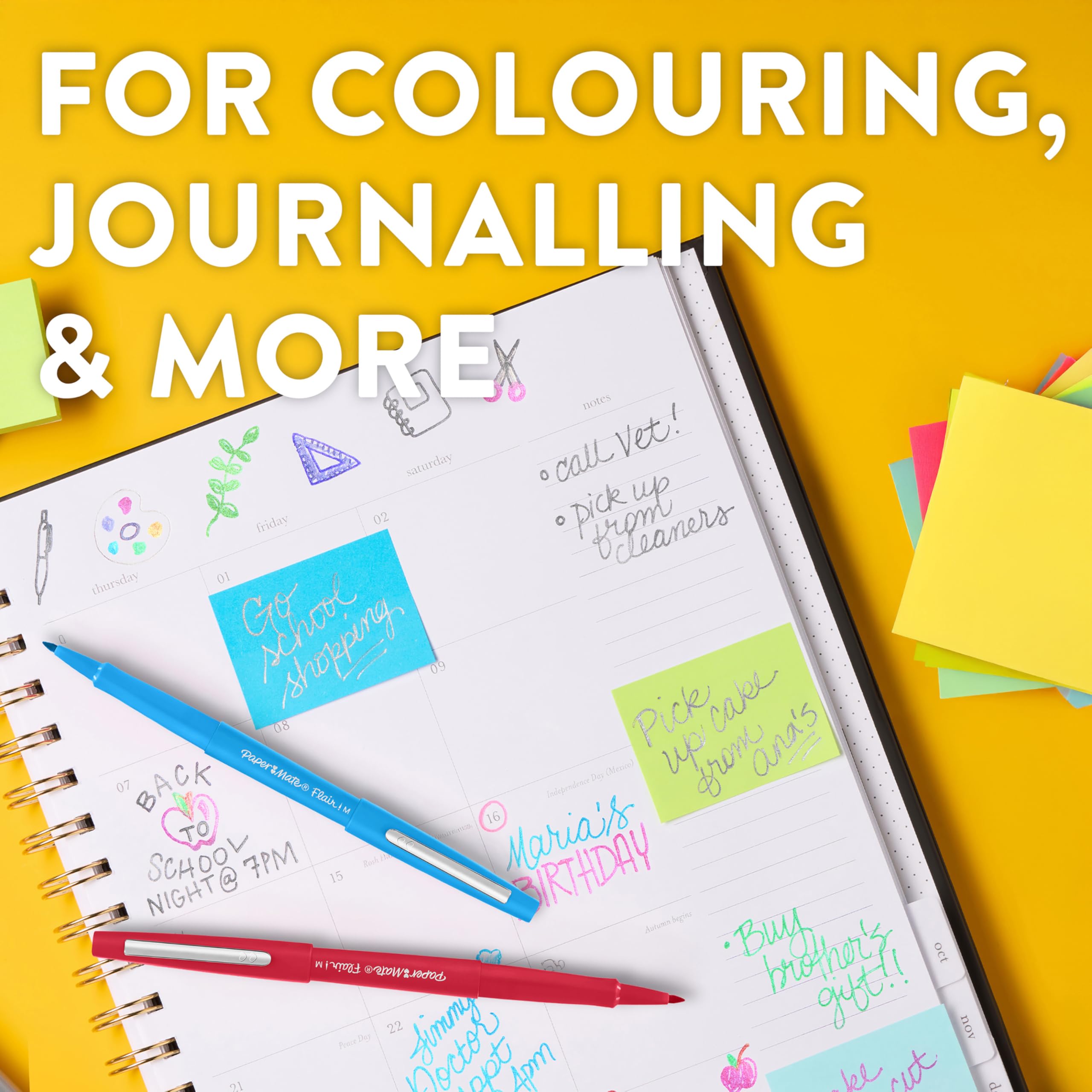 Paper Mate Flair Felt Tip Pens | Medium Point 0.7 mm | Assorted Colors | No-Bleed Ink 8