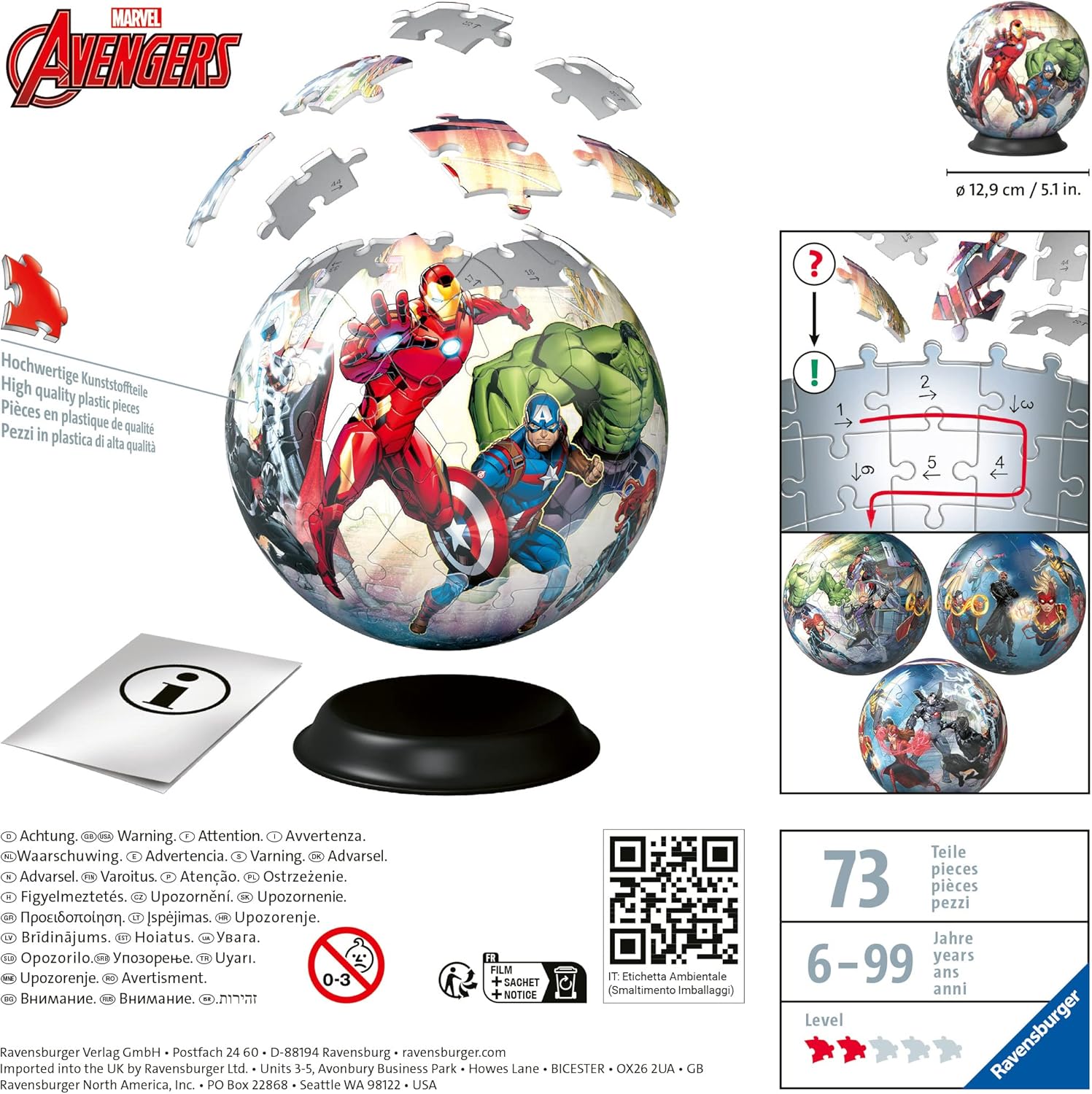 Ravensburger Marvel Avengers 3D Jigsaw Puzzle Ball - 72 Pieces for Kids 6 Years and Up 9