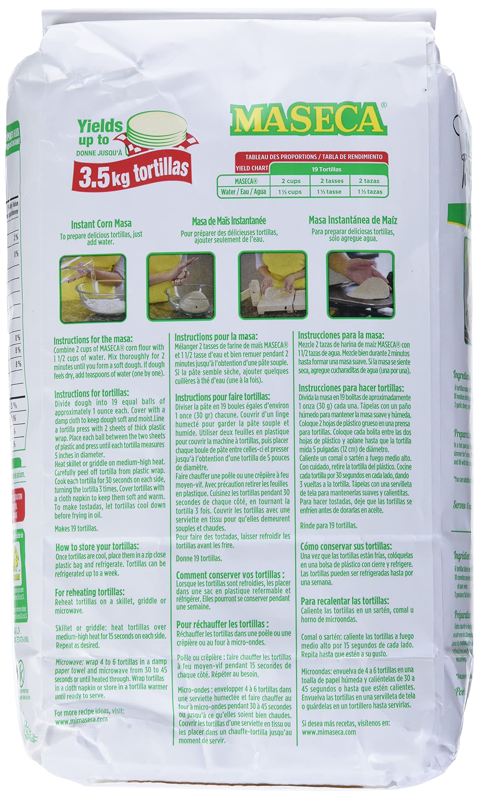 Maseca Instant Corn Masa Flour 1.8kg - Gluten Free, No Preservatives, No Cholesterol 4