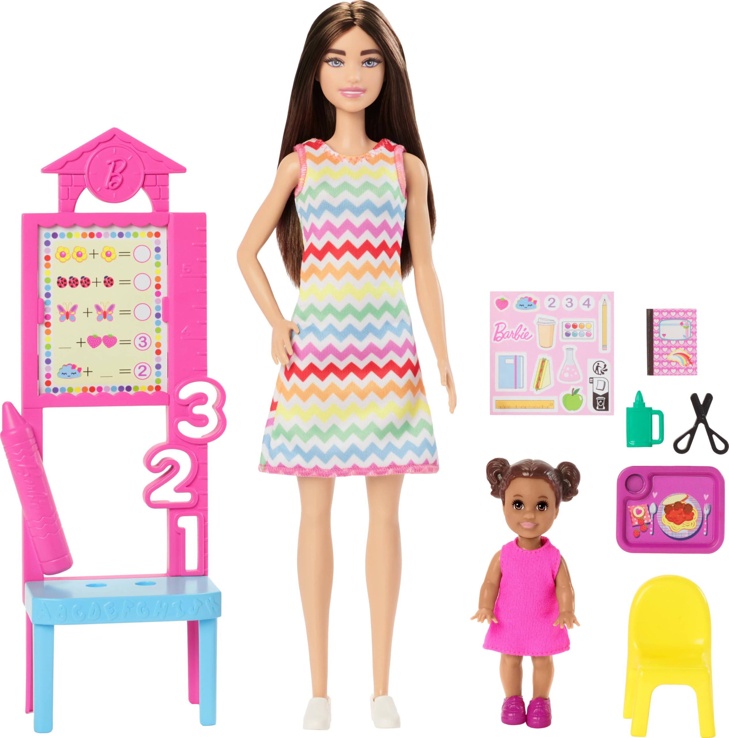 Barbie Teacher Doll Playset with Toddler Student & Classroom Accessories 7