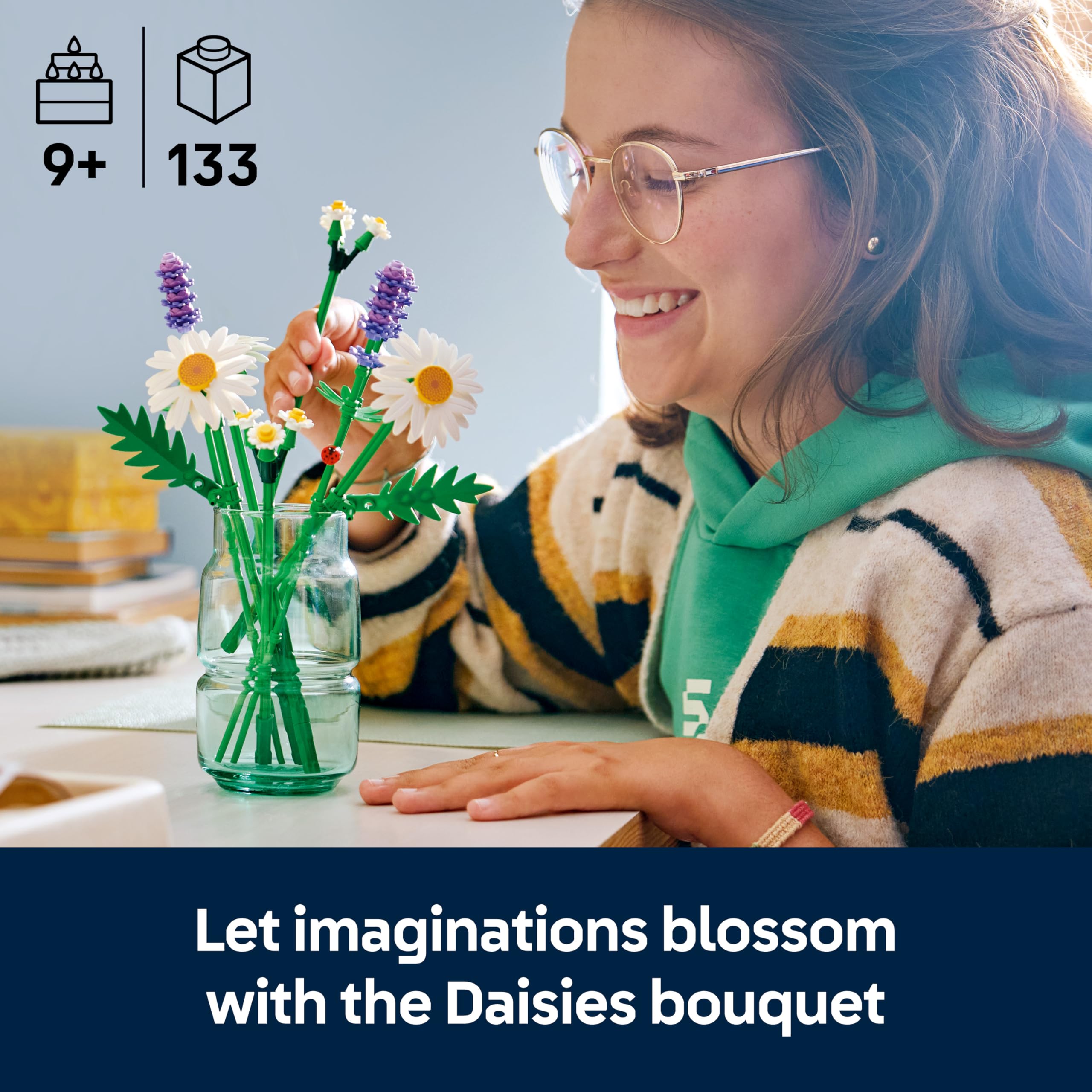 LEGO Botanicals Daisies Building Set 11508 | 9+ Years | Artificial Flower Bouquet Decor