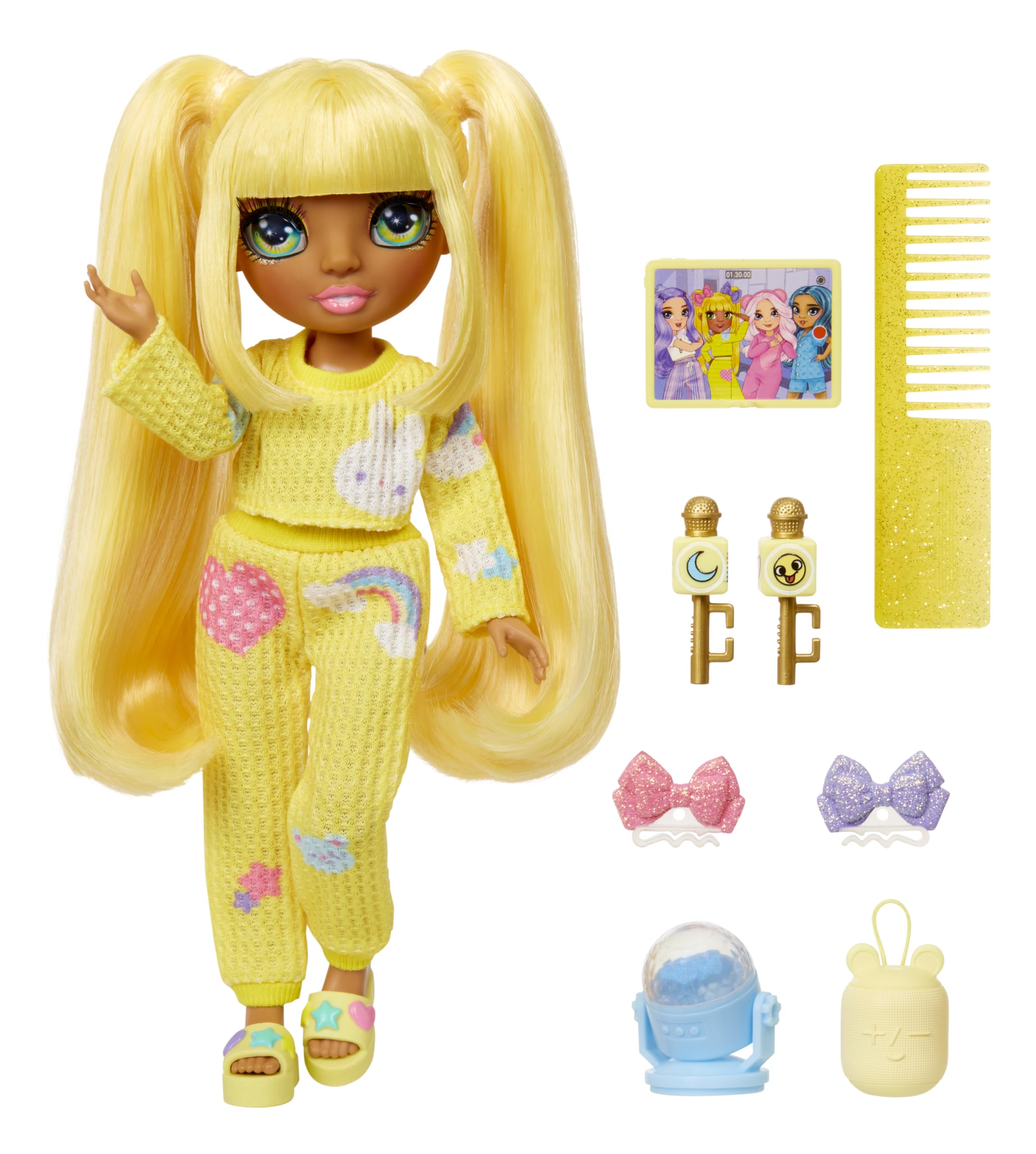Rainbow High Junior High PJ Party - Sunny (Yellow) - 22 cm Posable Doll with Music Accessories & Outfit - Ages 4-12 6