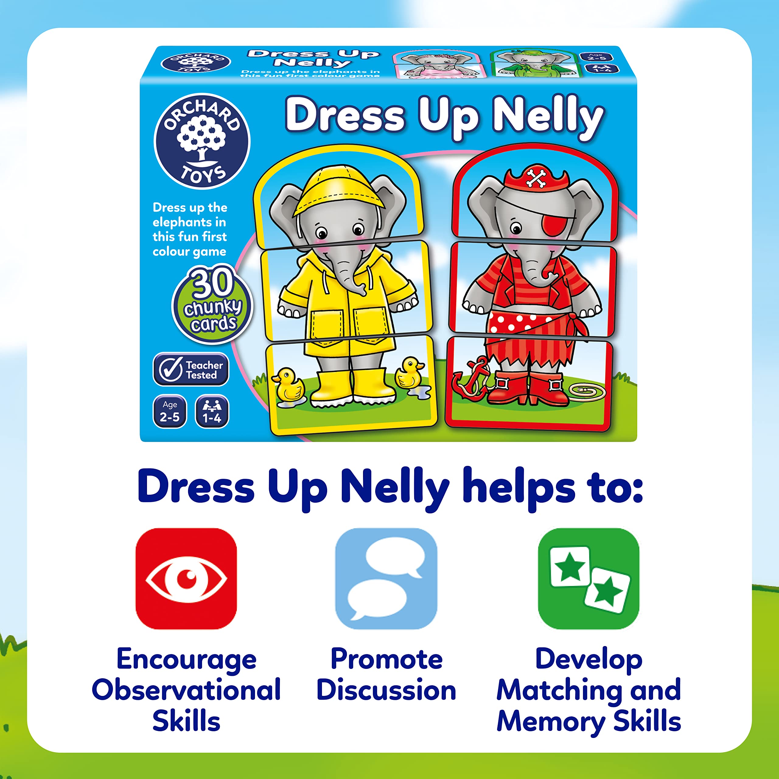 Orchard Toys Dress Up Nelly Card Game for Kids - Colour Matching & Memory Game for Toddlers 2+ 3