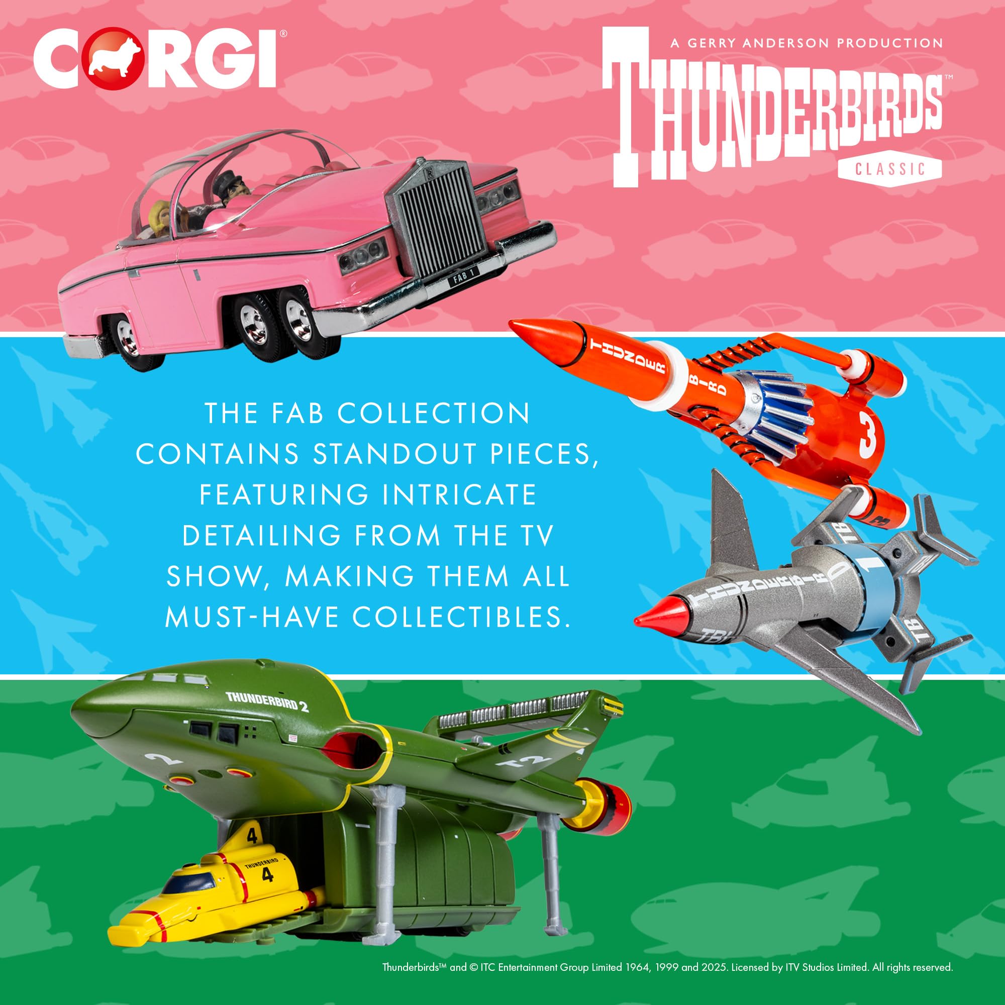 Corgi Diecast Model Cars - CC00804 Thunderbirds F.A.B. Collection Thunderbird 2 and 4 - Classic Aircraft Collectible for Men & Women - Die Cast Vehicle Models for Boys & Thunderbirds Enthusiasts 4