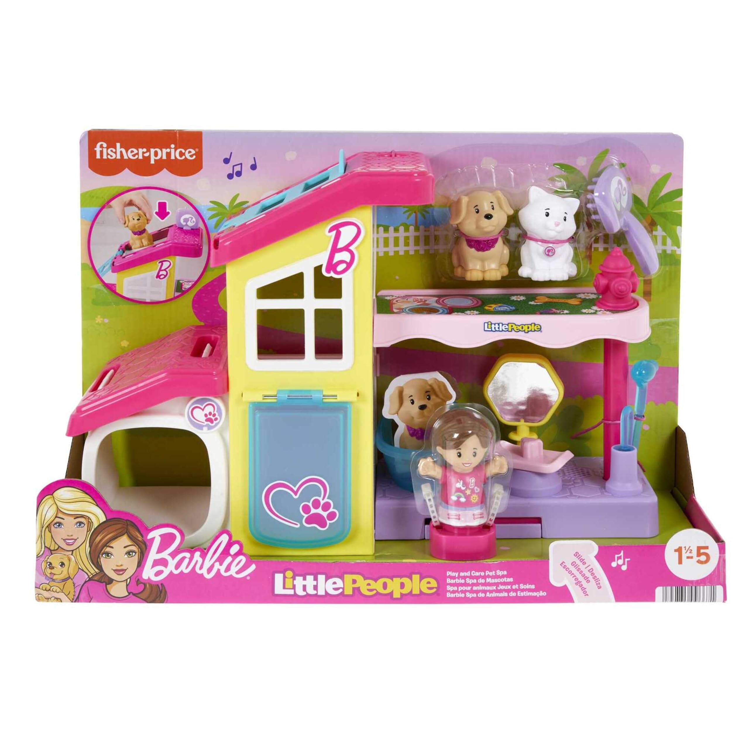 Little People Barbie Playset for Toddlers - 2-Floor Pet Spa with Music & Sounds 8