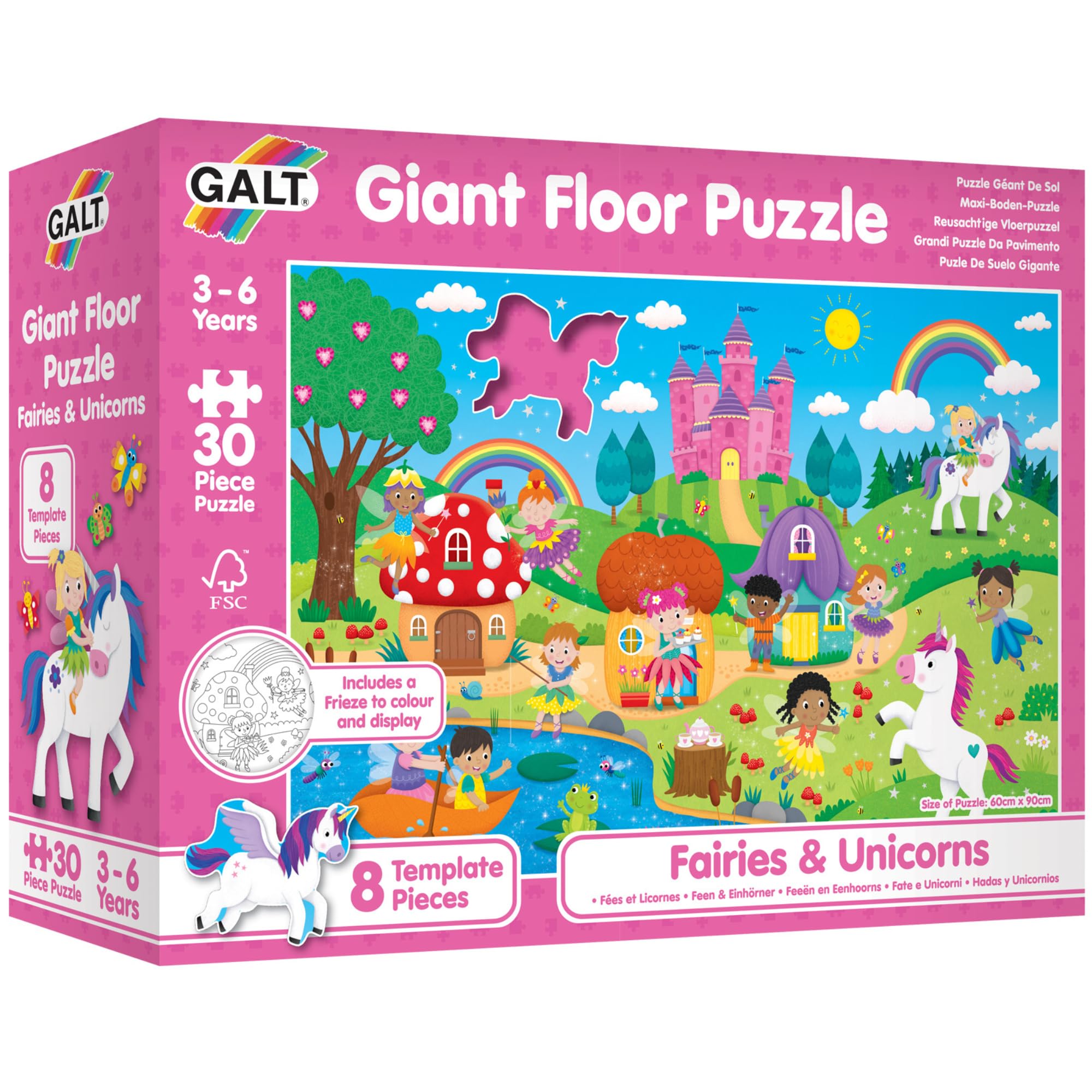 Galt Giant Floor Jigsaw Puzzle Fairies and Unicorns - 30-Piece Educational Puzzle for Kids Ages 3-6