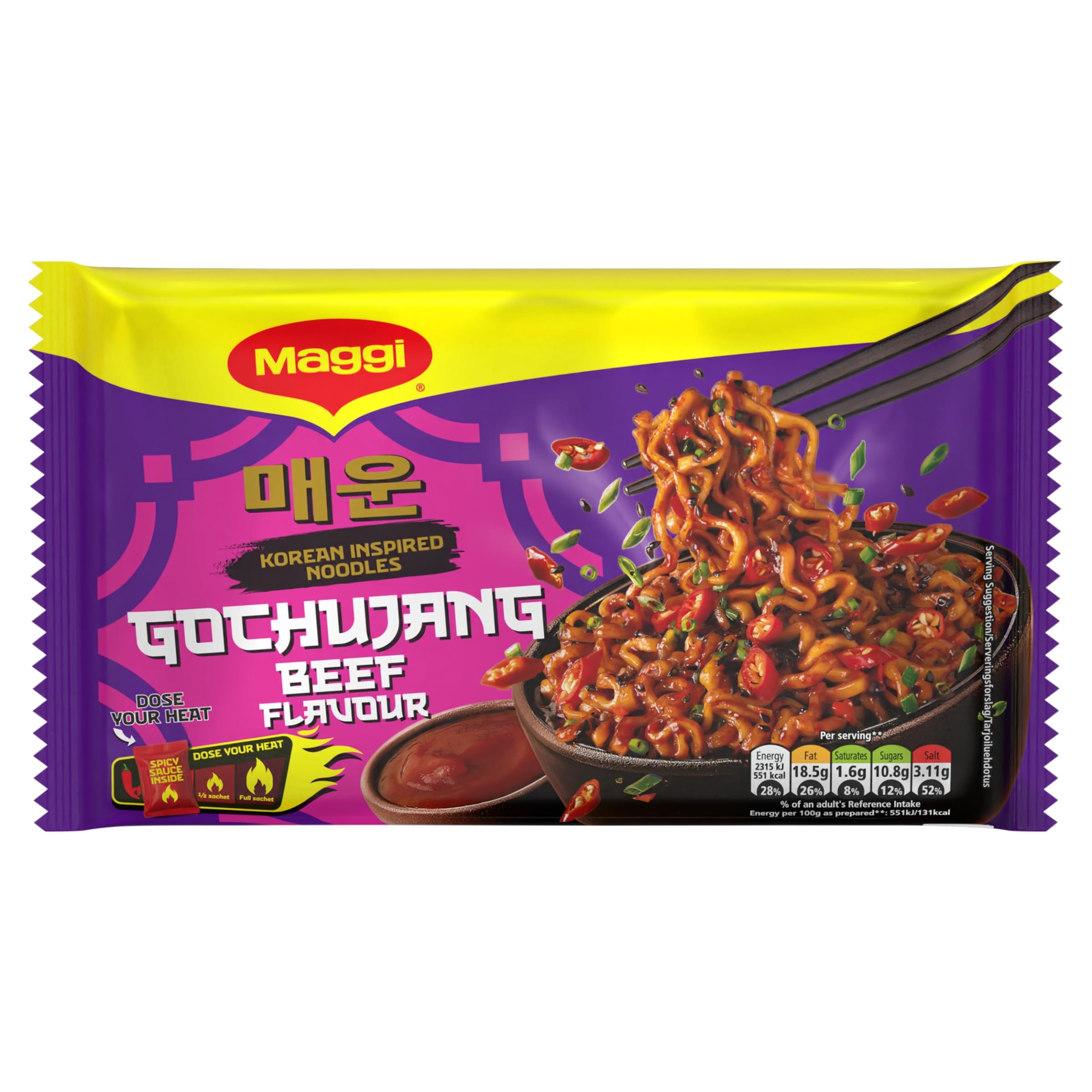 MAGGI Korean Inspired Noodles Gochujang Beef Flavour - 130g