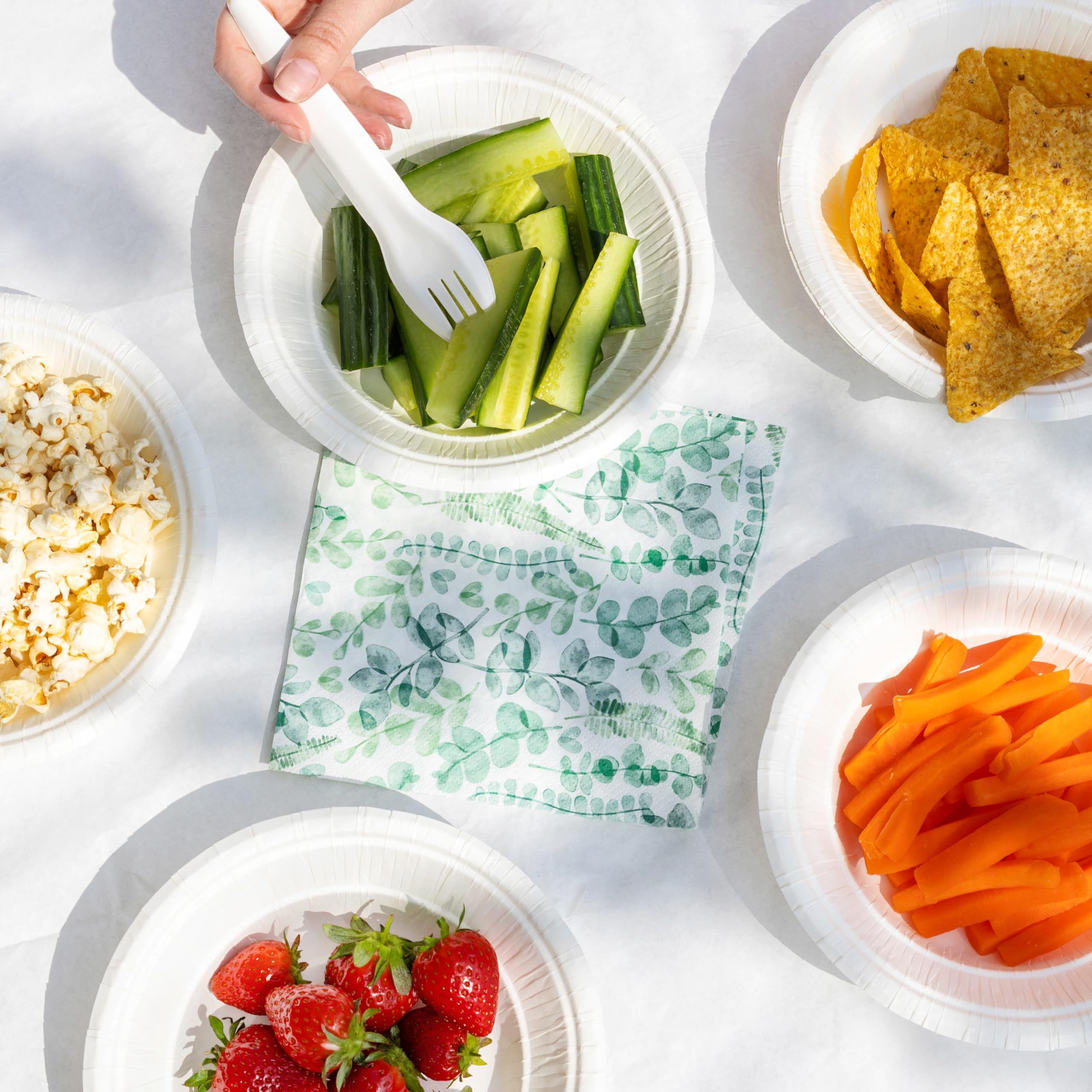 Talking Tables Green Leaves 2-Ply Soft Paper Napkins 100-Pack Eco-Friendly Compostable Disposable 33cm 5