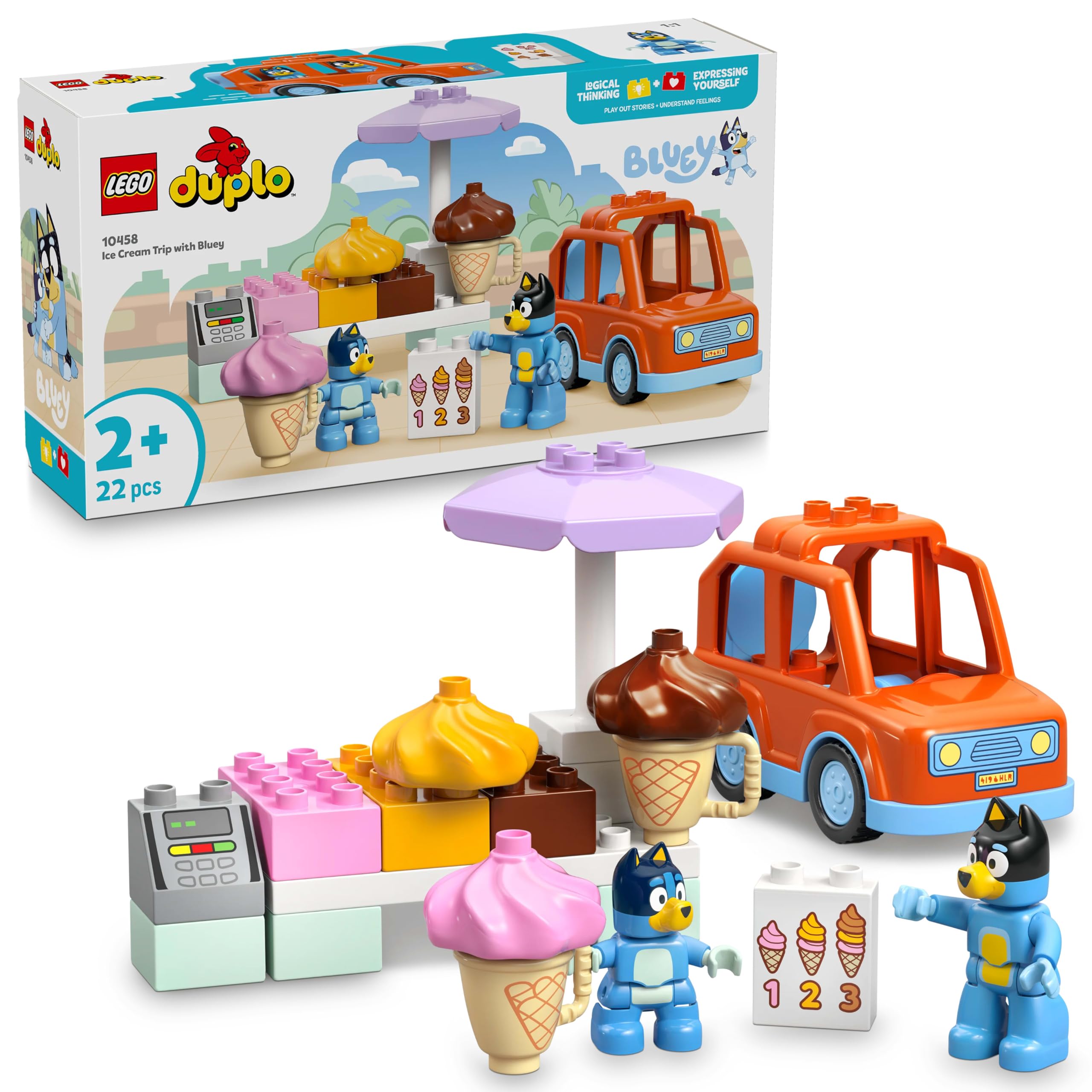 LEGO DUPLO Bluey: Ice Cream Trip with Bluey - Building Set for Toddlers 2+