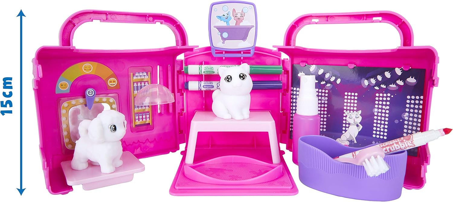 Crayola Pets Beauty Salon Playset - Flocked Dog & Cat Figurines with Washable Markers 8