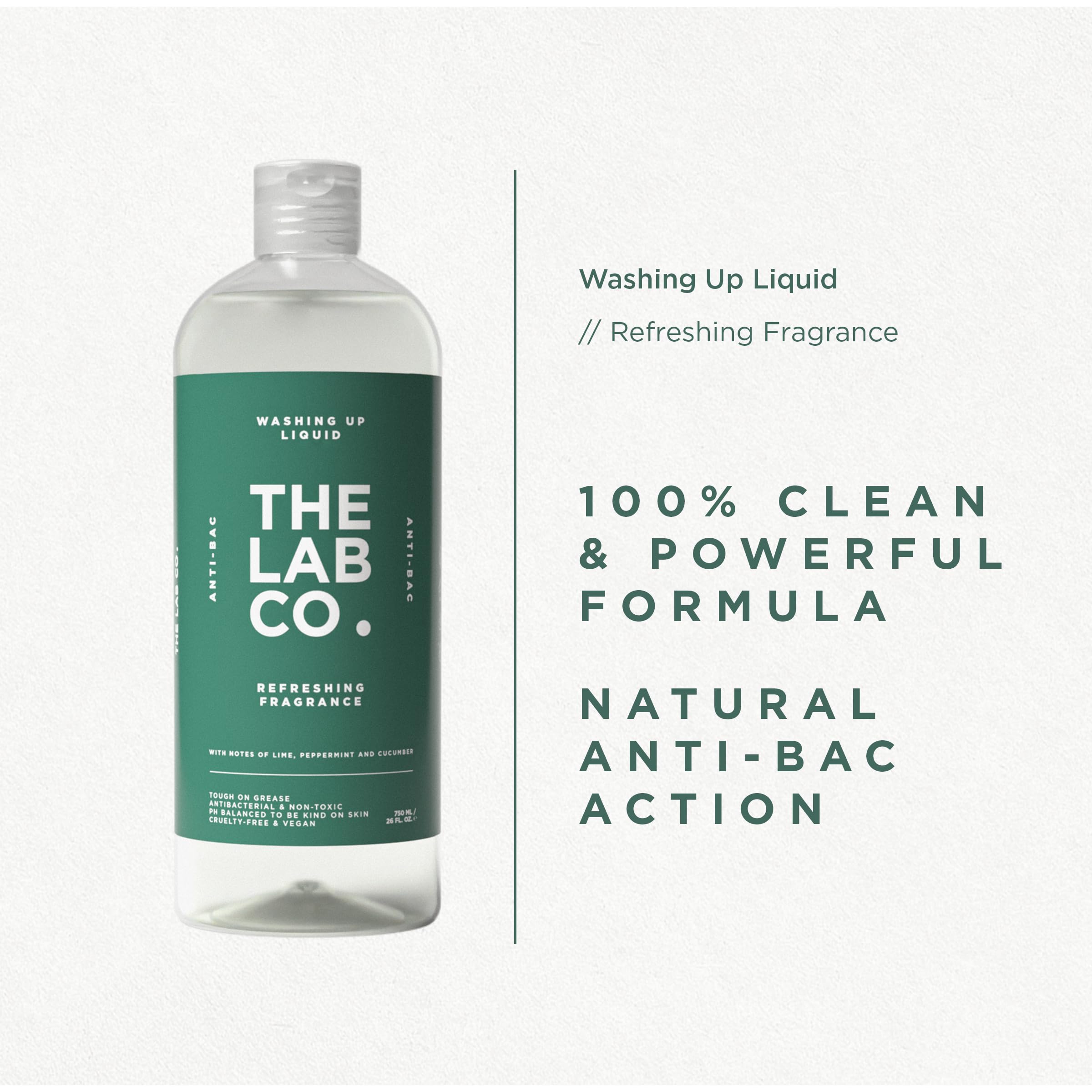 The Lab Co. Antibacterial Washing-Up Liquid - Tough on Grease, Gentle on Skin | 750 ml