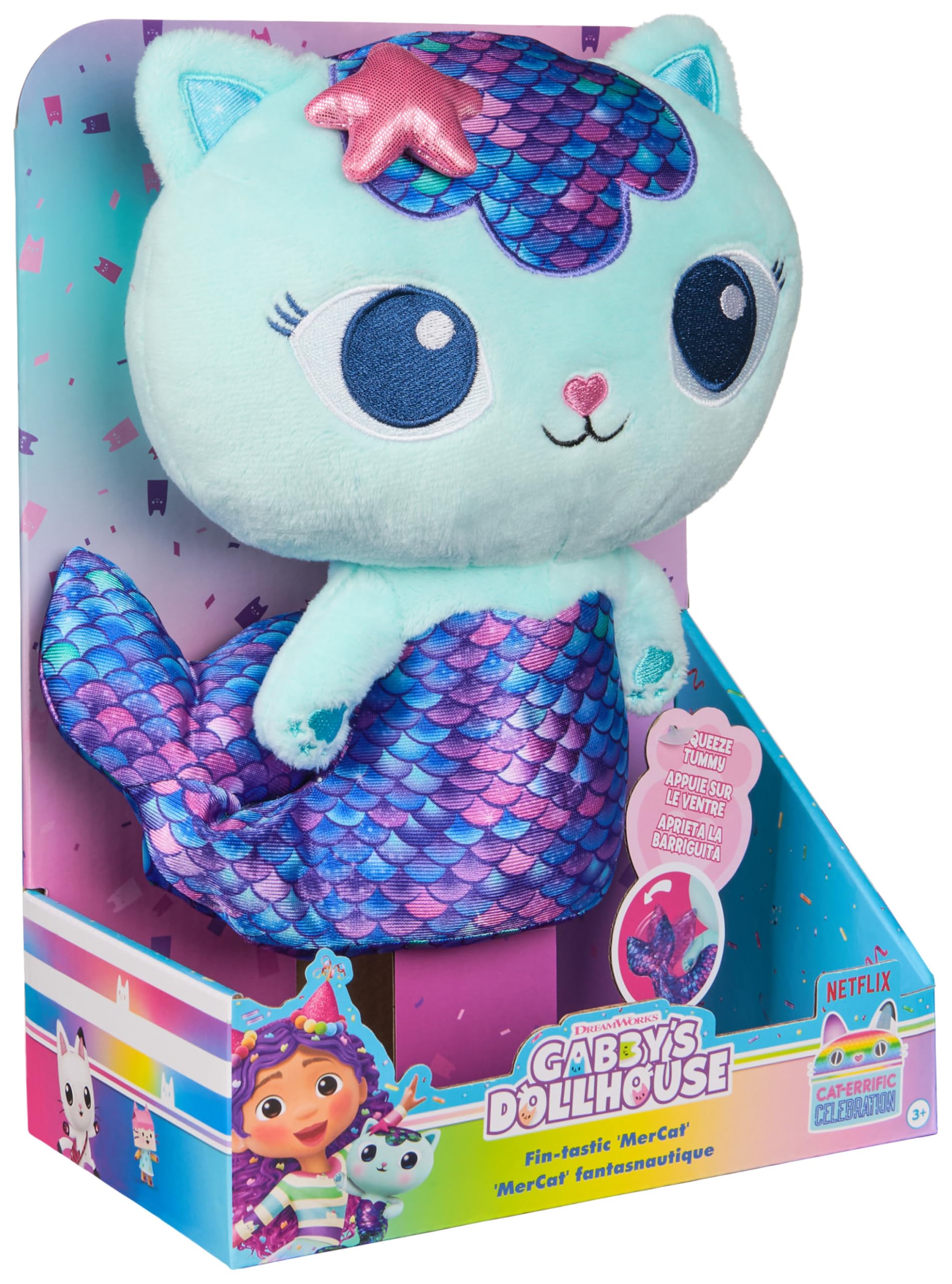 Gabby’s Dollhouse Fin-Tastic MerCat - 25cm Interactive Plush Toy for Kids 8
