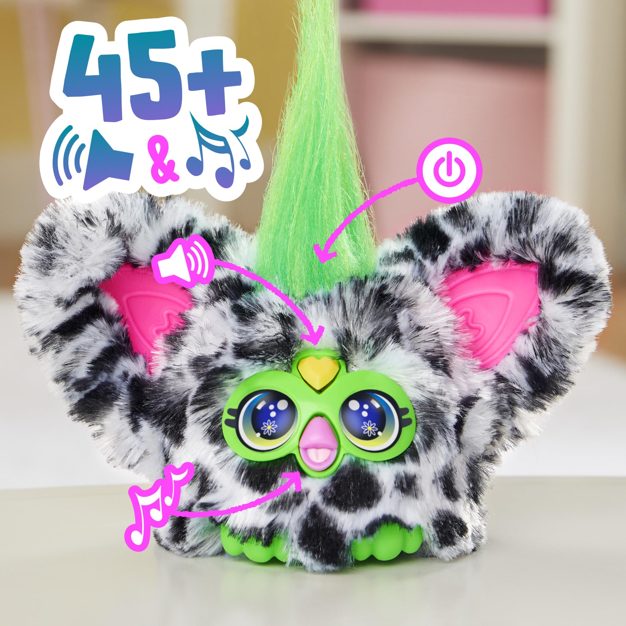 Furby Moo-Boo Interactive Plush Toy - 45+ Sounds & Music | Peekaboo Ears | 2 Keychain Clips | Ages 6+ 3