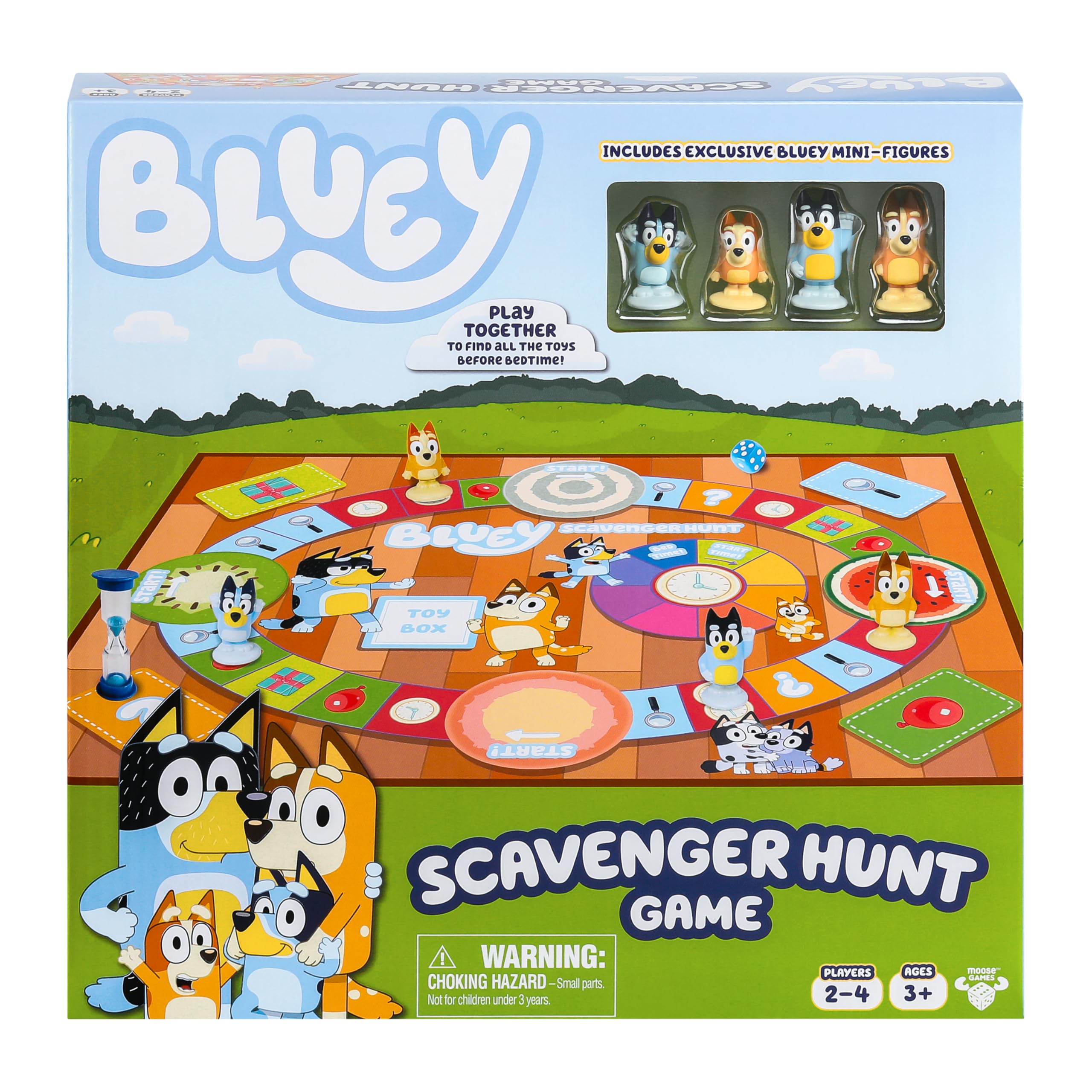 Bluey Scavenger Hunt Game - Cooperative Board Game for Kids with Mini-Figures
