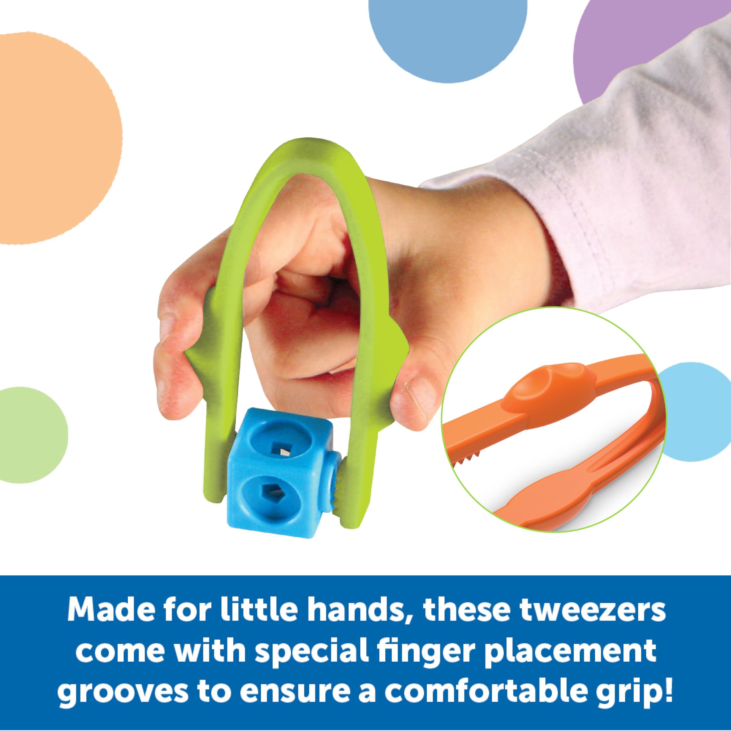 Learning Resources Easy-Grip Tweezers - Fine Motor Skills Toy for Ages 2+ | Set of 12 2