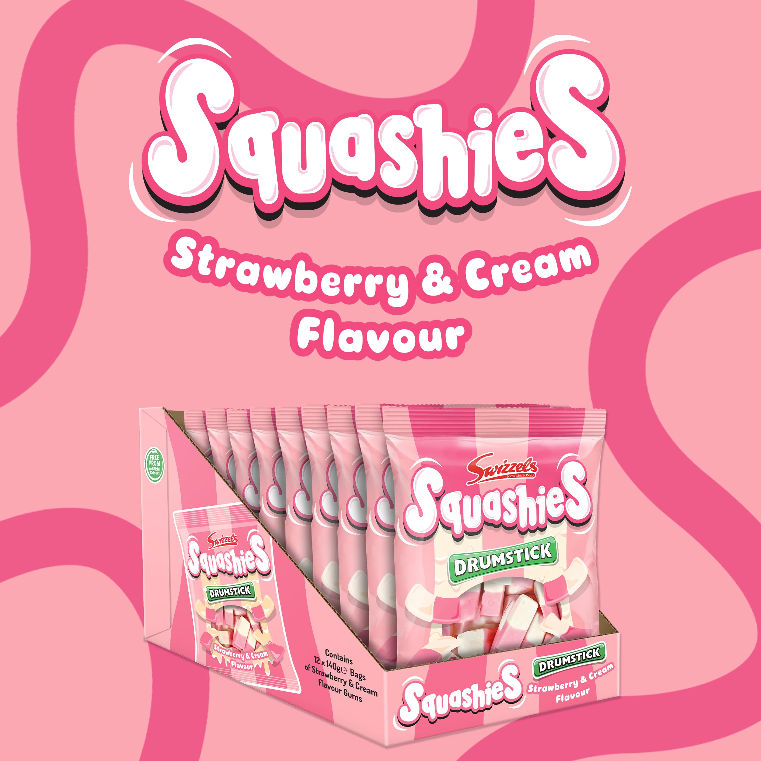 Swizzels Squashies Strawberry and Cream Flavour Sweets | 12 x 140g Bags 2