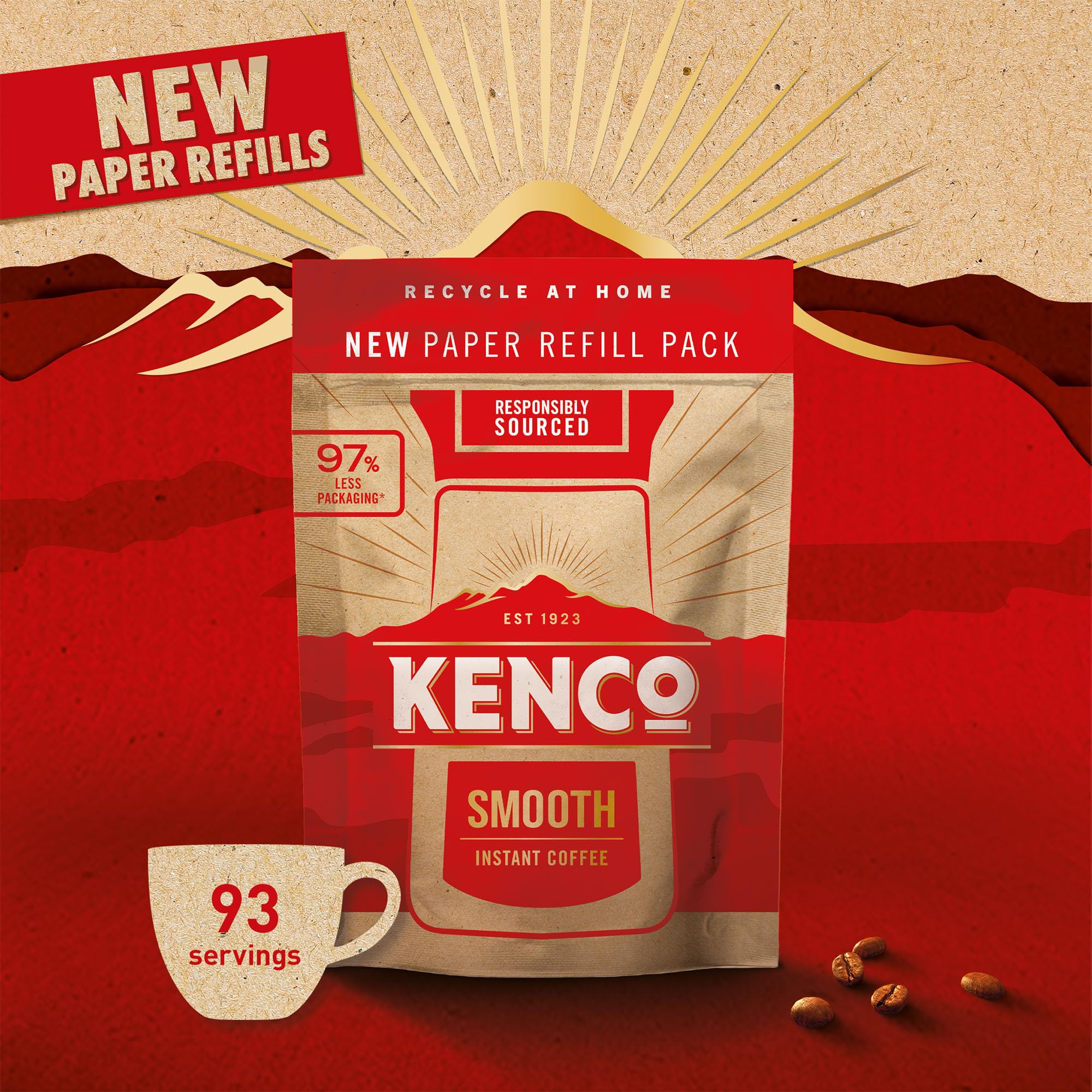 Kenco Smooth Instant Coffee Refill 150g x 5 (750g Total) - Home Recyclable Packaging 3
