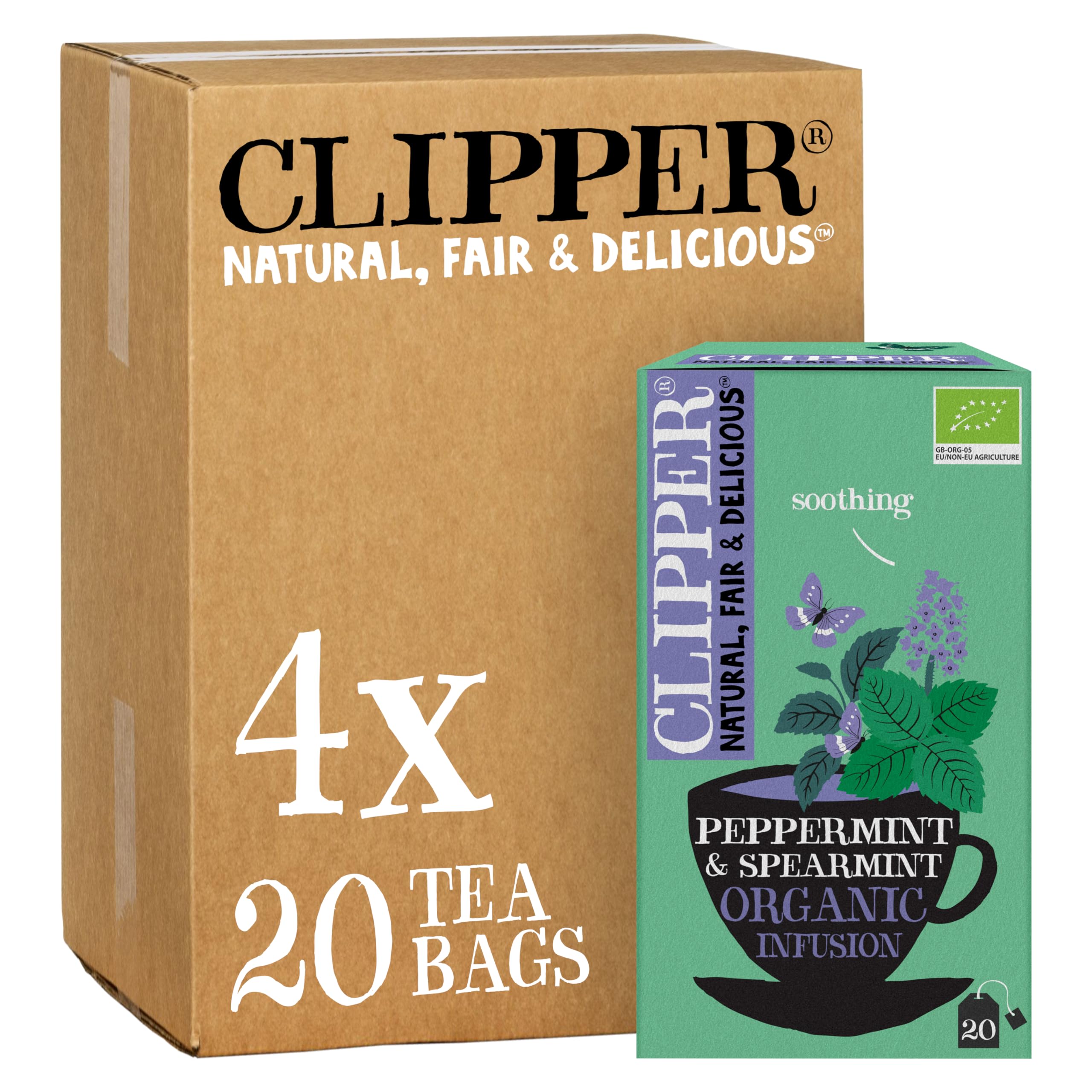 Clipper Organic Peppermint & Spearmint Infusions Fruit Teabags - 80 Unbleached Tea Bags