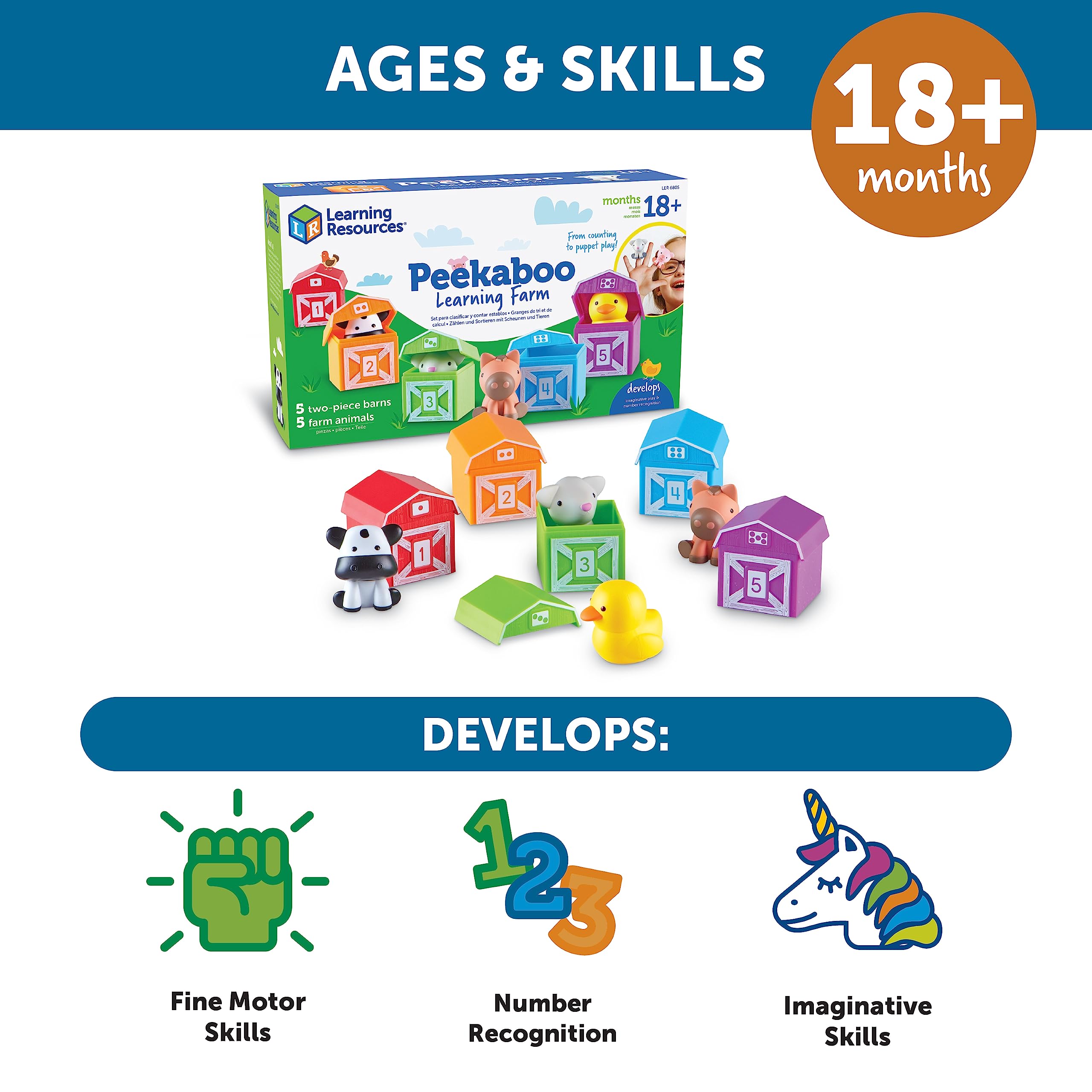 Learning Resources Peekaboo Learning Farm - Educational Playset for Toddlers 18 Months+ 7