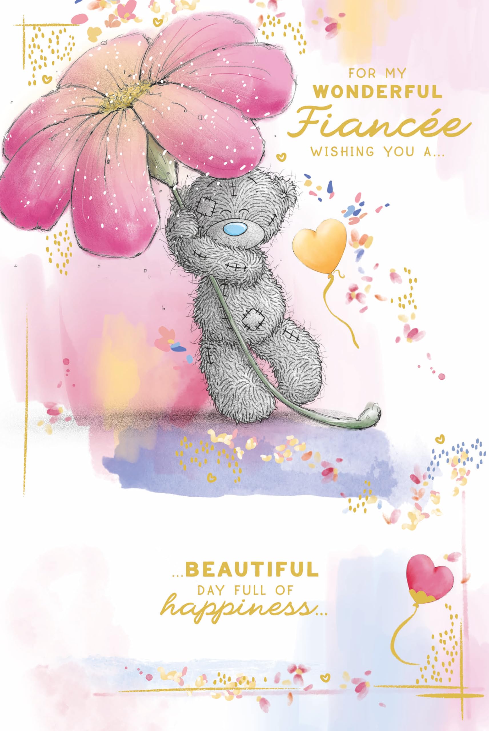 Me To You Tatty Teddy Wonderful Fiancee Luxury Gold Foil Birthday Card | 6 x 9 Inches