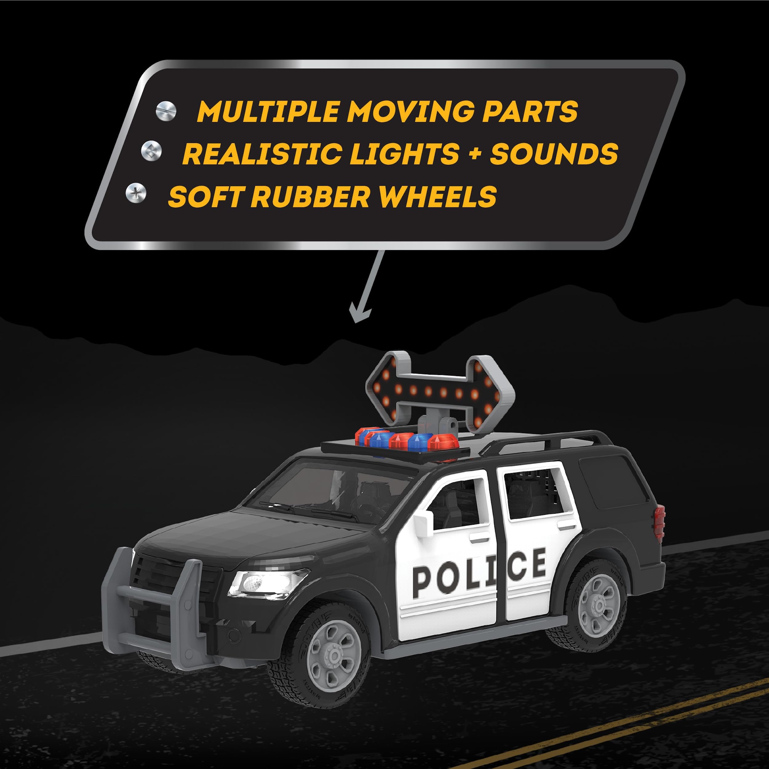 DRIVEN by Battat Micro Police SUV - Toy Car with Lights, Sound & Moving Parts 9