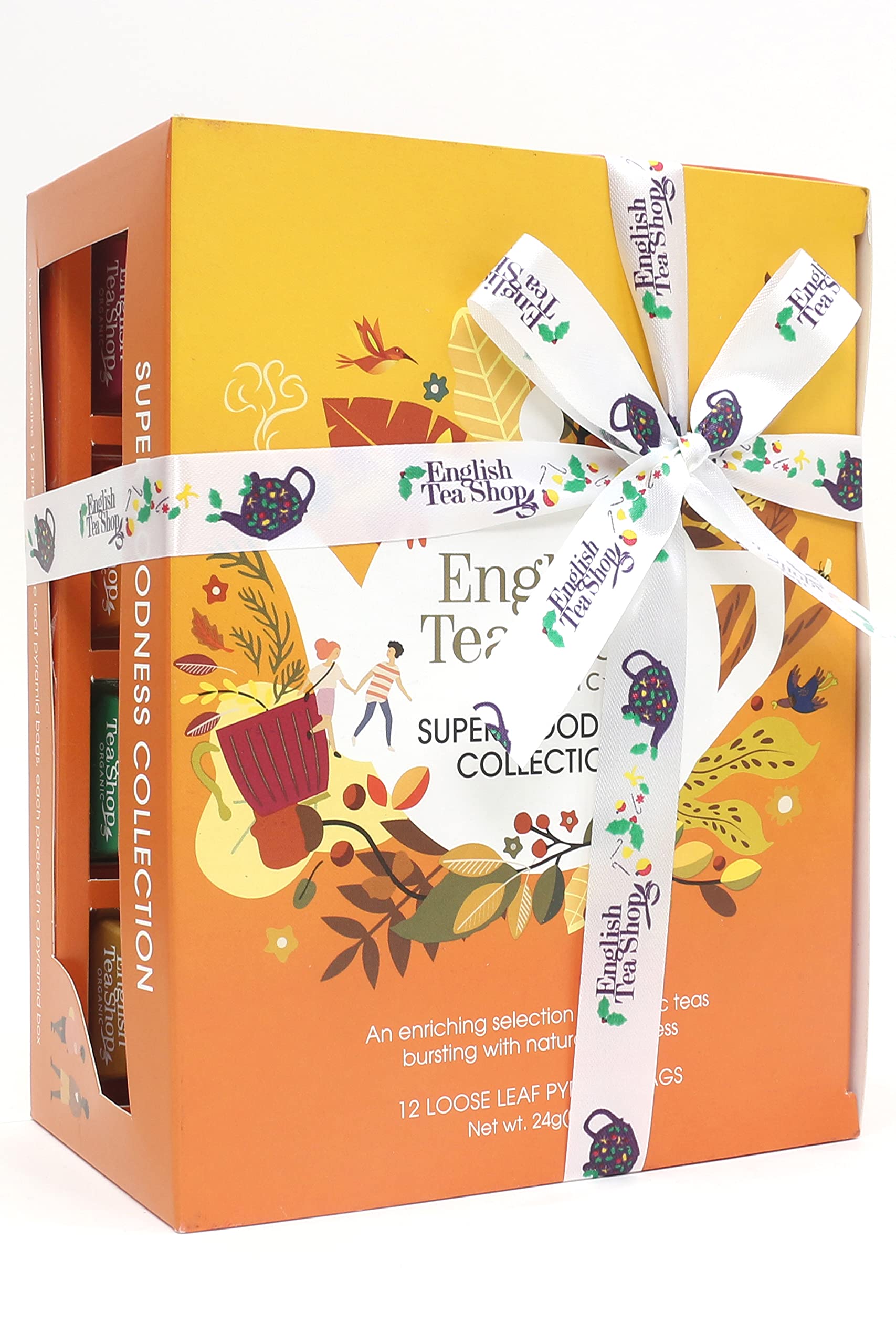 English Tea Shop Super Tea Prism Collection - 12 Fairtrade Organic Pyramid Tea Bags in 6 Flavours