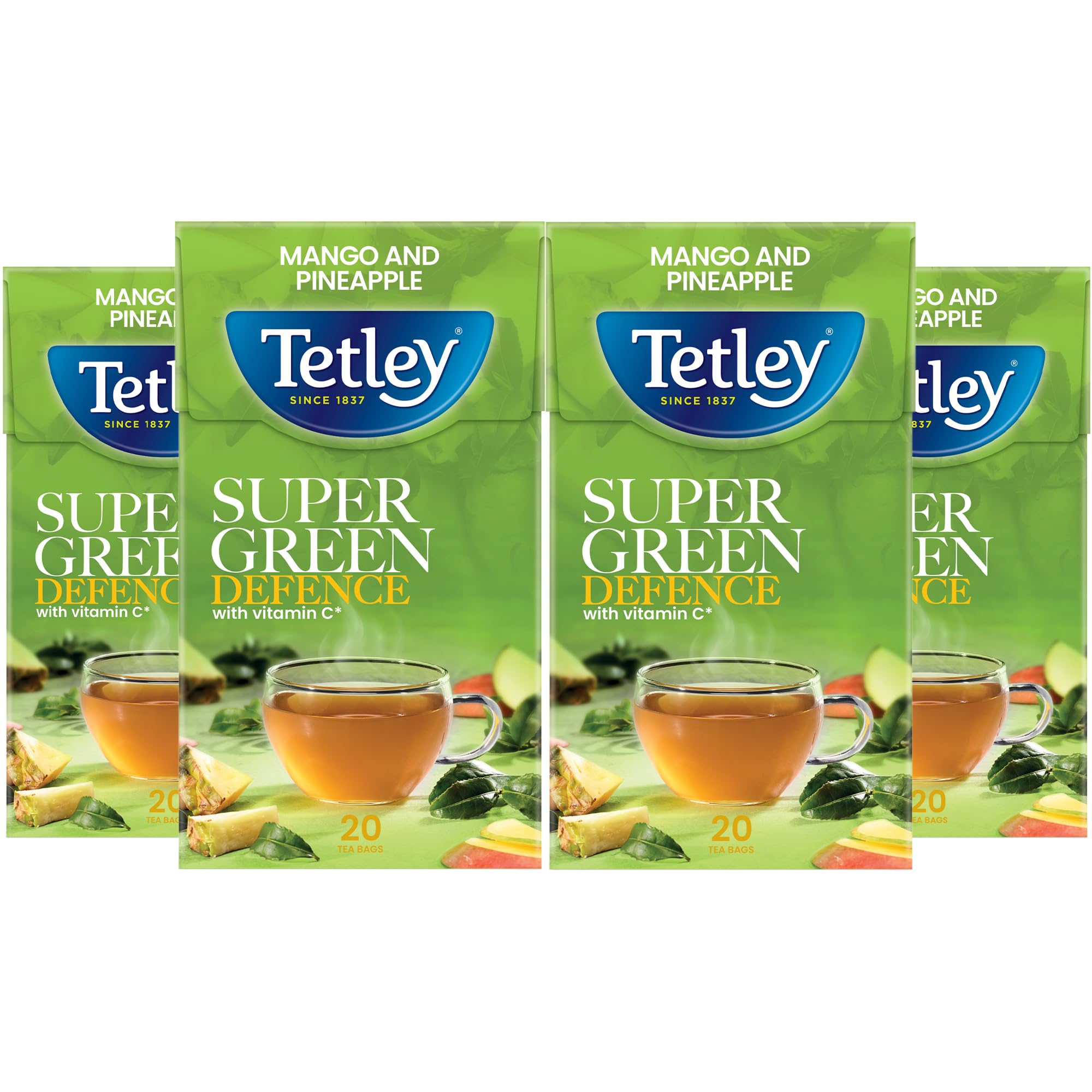 Tetley Super Green Tea Immune Tropical Teabags - 20 Count | Vitamin C Added 1