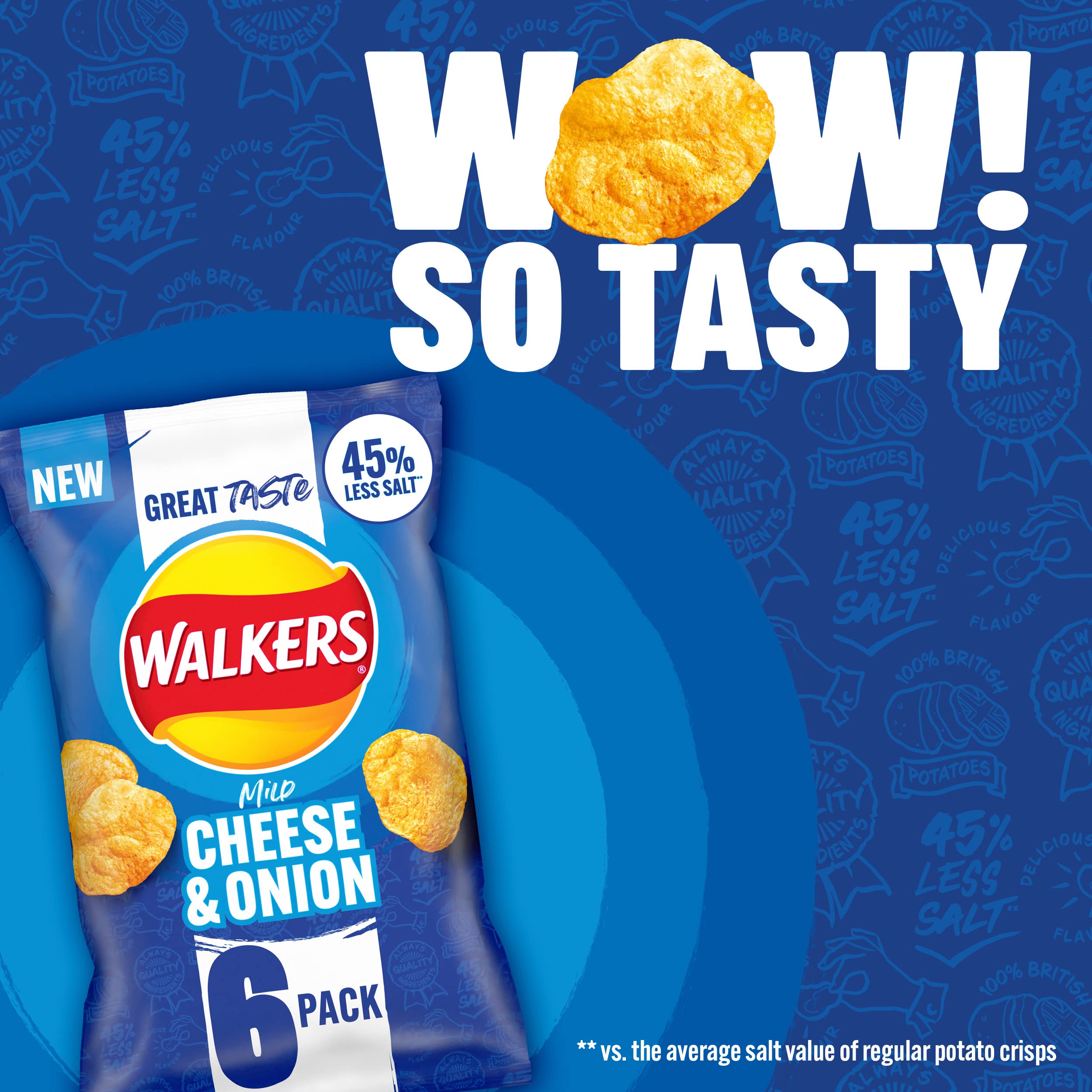 Walkers Less Salt Mild Cheese & Onion Crisps Multipack 6 x 25g 5