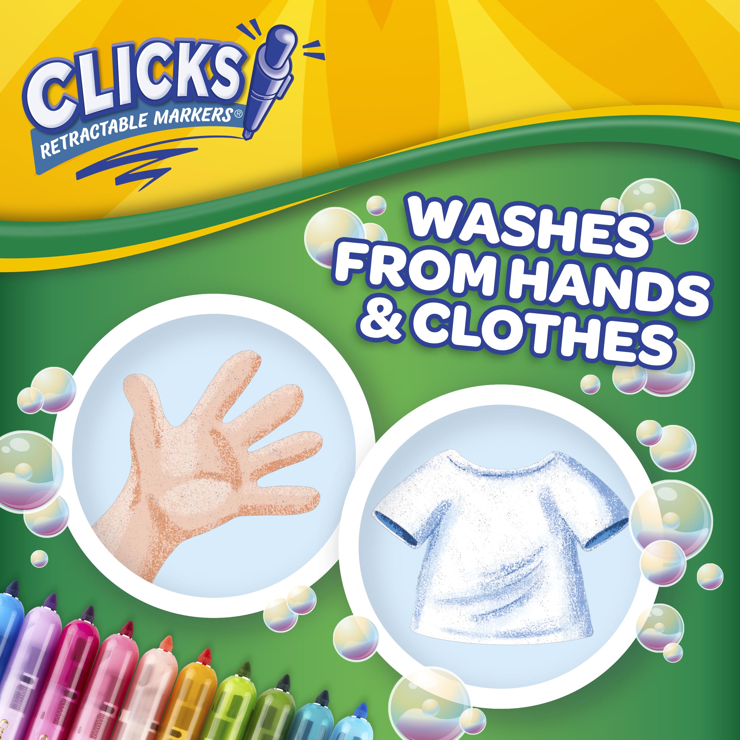 CRAYOLA Cliks Retractable Washable Marker Pens - 10 Pack | Fine Tip 0.3mm | Assorted Colors 4