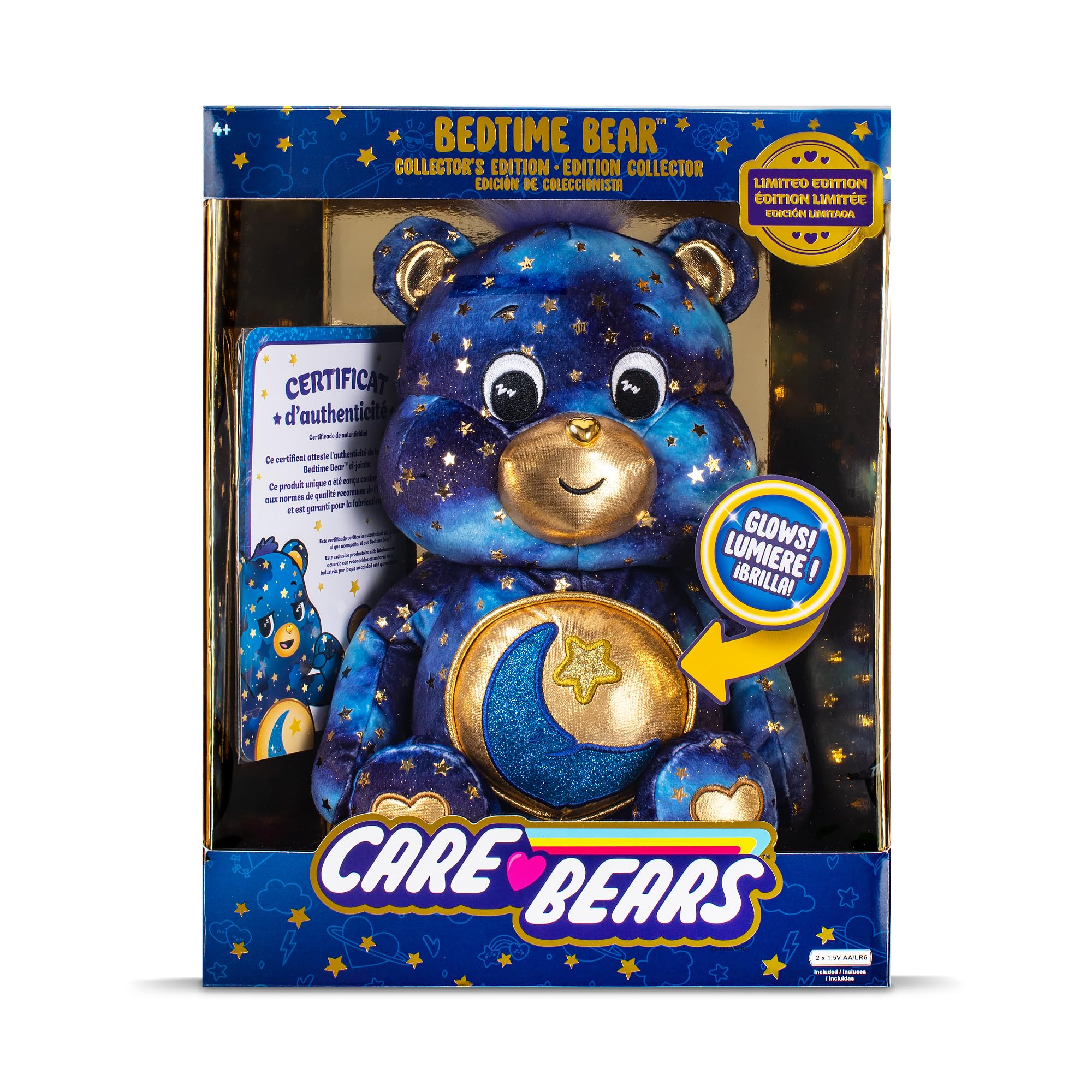 Care Bears Bedtime Bear Collector Edition - Light-Up Belly Plush Toy for Kids 4+ 6