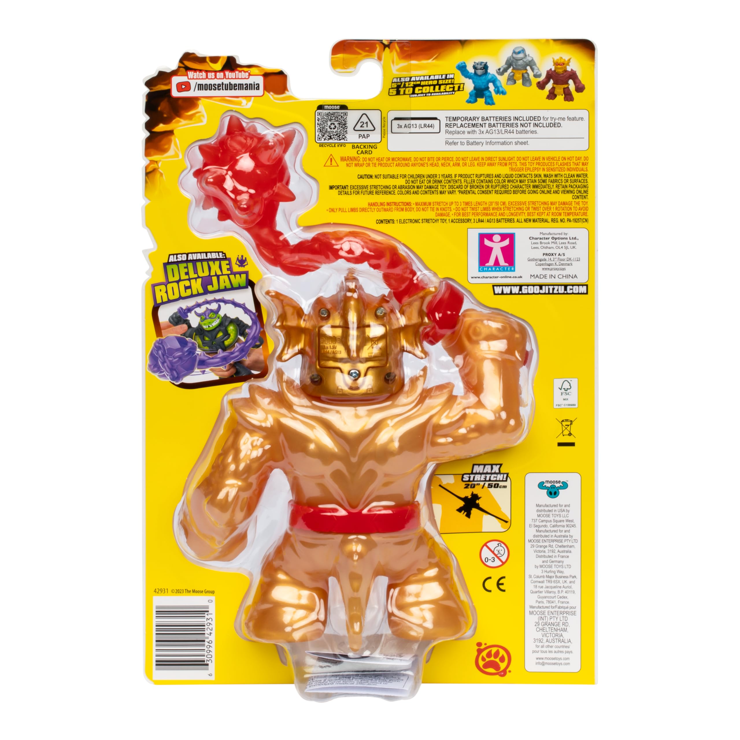 Heroes of Goo Jit Zu Stretch Strikers Deluxe Hero Pack Blazagon - Stretchy Action Figure with 20+ Battle Sounds | 5.5-Inch 5