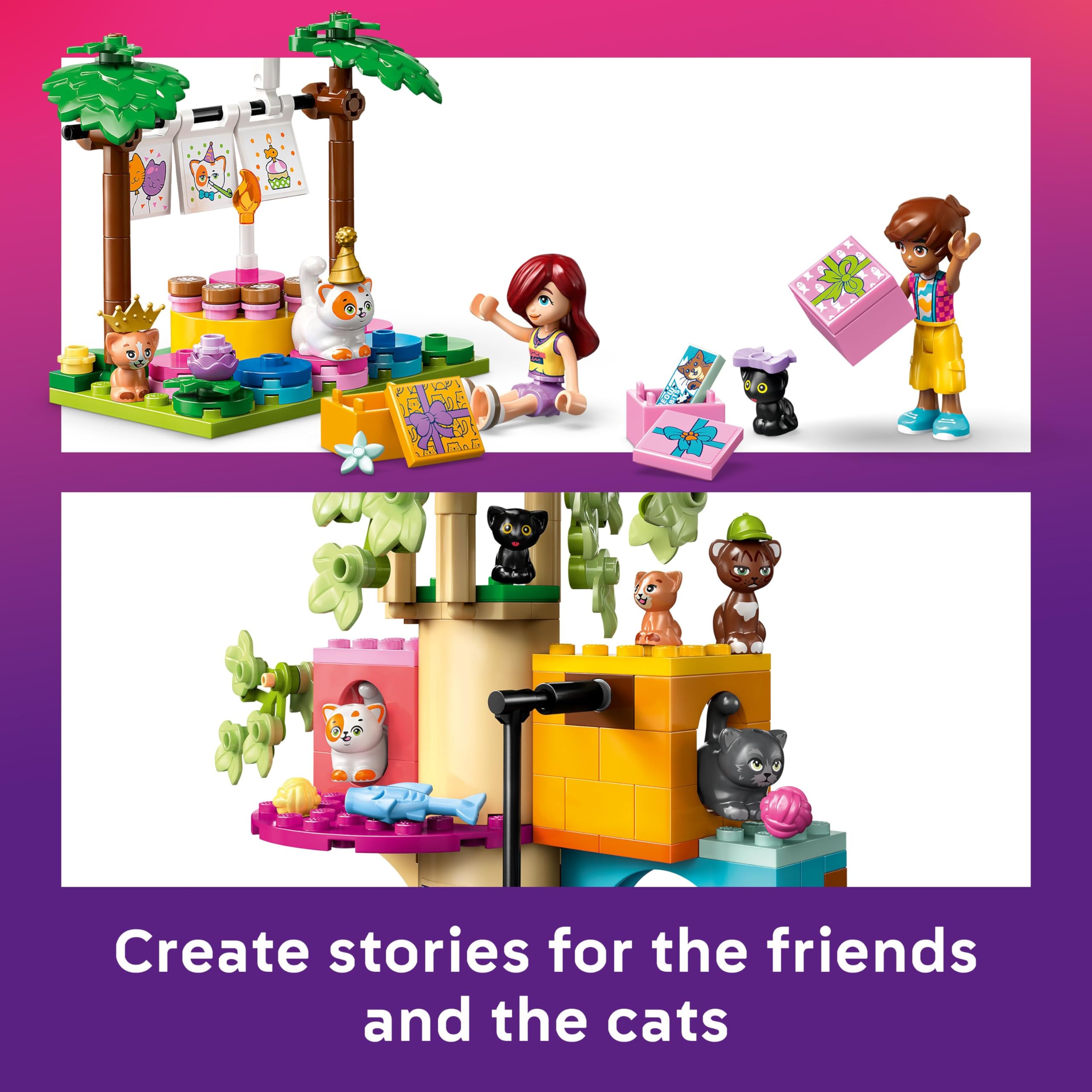 LEGO Friends Cat Birthday Party & Tree House Toy - 2 Mini Dolls, 5 Cat Figures, 321 Pieces 7