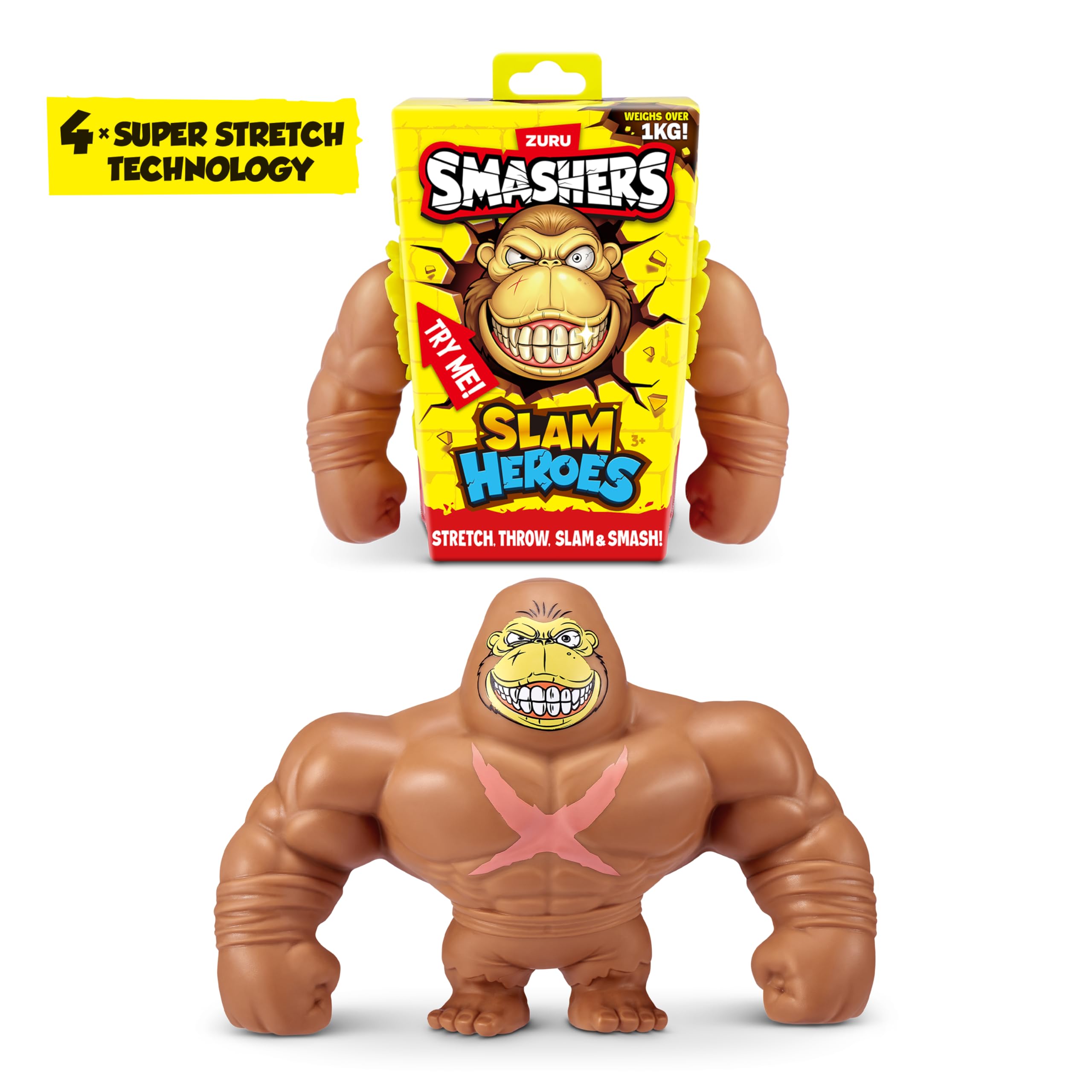 Smashers SLAM Heroes Gorilla (Brown) - Stretchable Action Figure for Kids 3+ 6