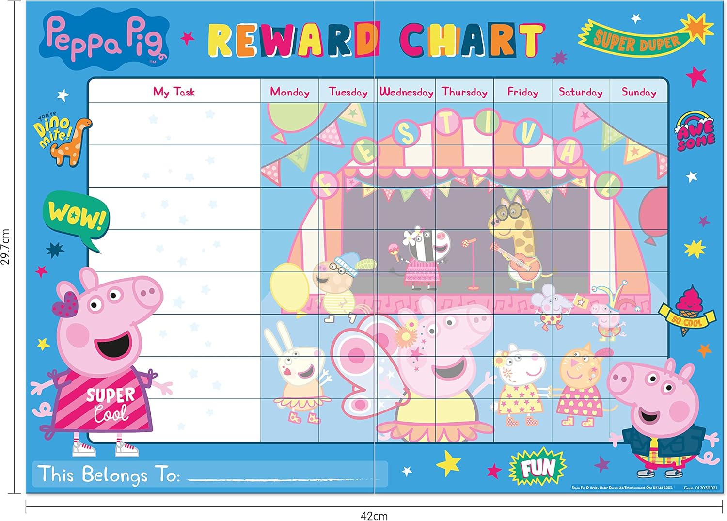 Peppa Pig Reward Chart and 56 Sparkly Stickers - Reusable Foil Stickers for Kids Ages 3+