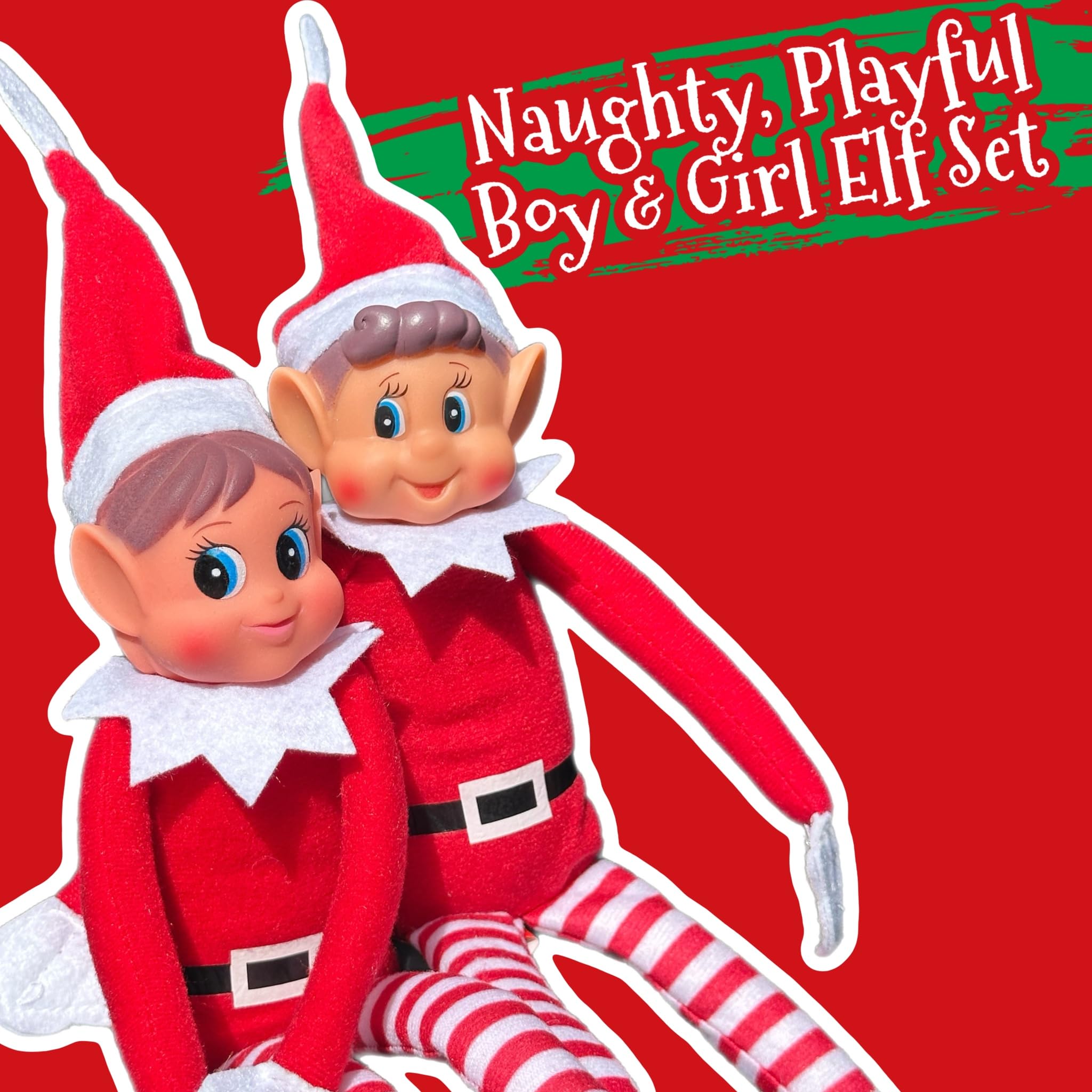 GLOW Elfie (Boy) and Elvie (Girl) Set - Naughty Christmas Elf Figures with Soft Body & Vinyl Face 11