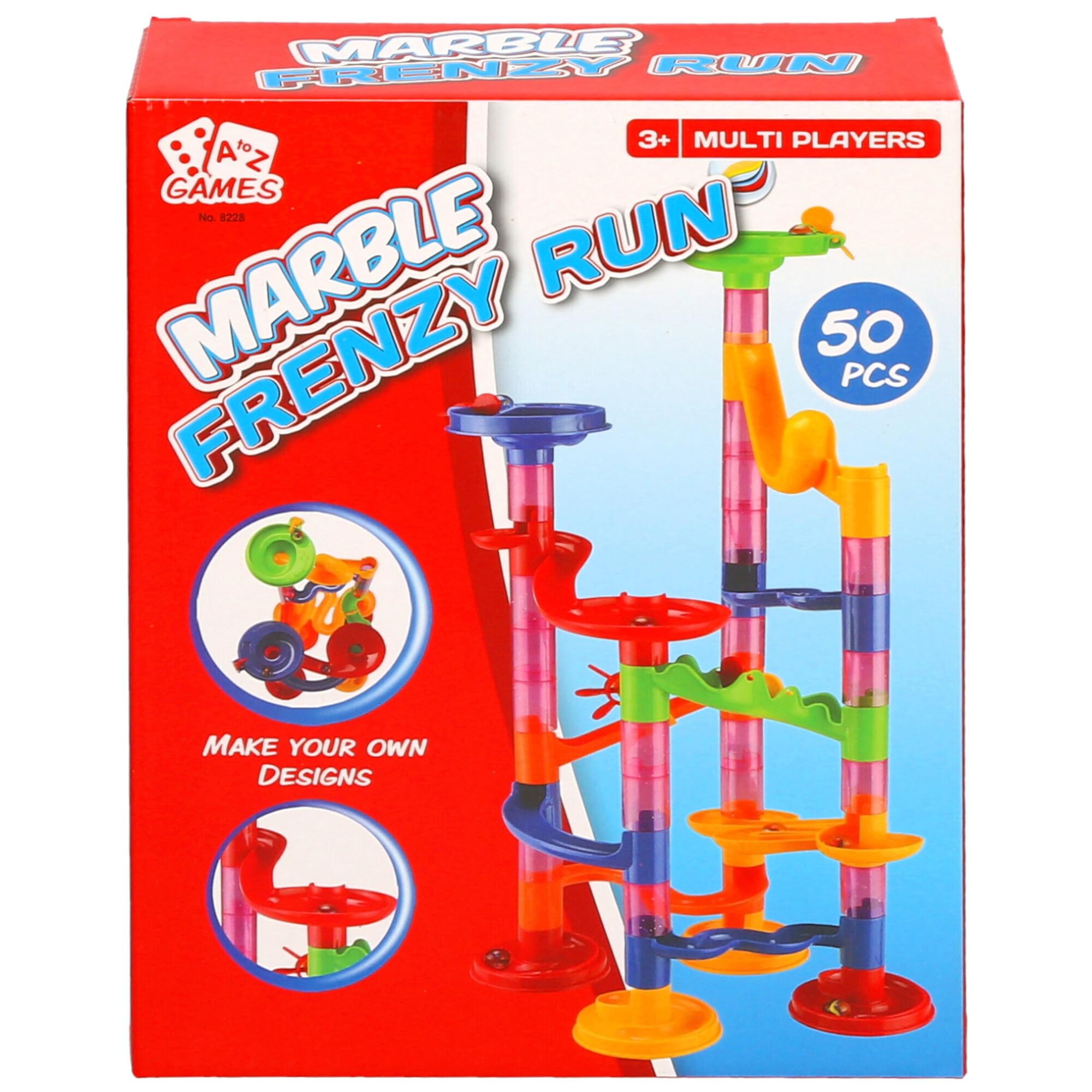 Atoz Marble Frenzy Run Building Set - 50 Pieces, Multi-Player Game | Ages 3+
