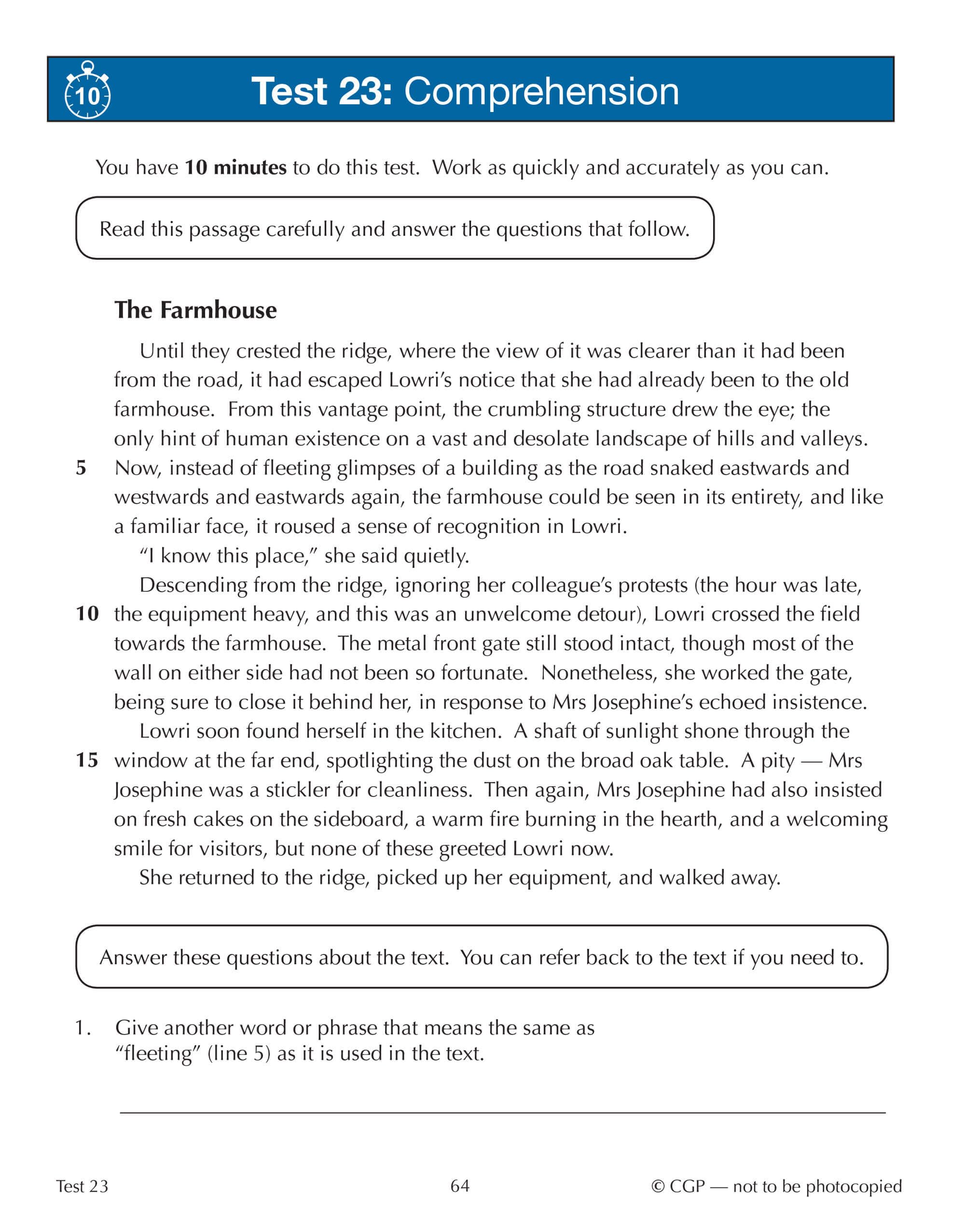 CGP 11+ GL 10-Minute Tests: English - Ages 10-11 Book 1 with Online Edition | 2023