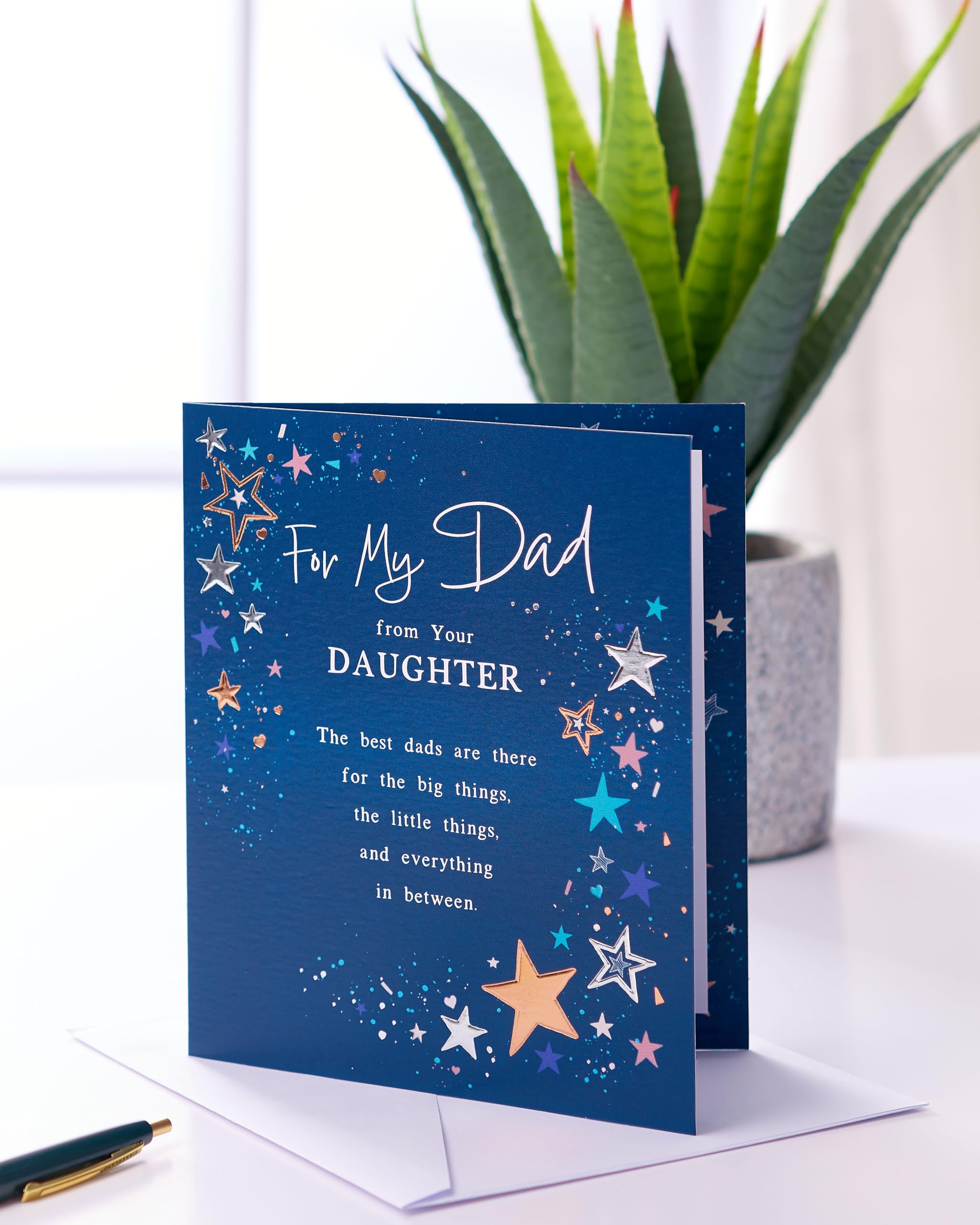 UK Greetings Dad from Daughter Birthday Card | Embossed Silver & Copper Foil | 165 x 190 mm 3