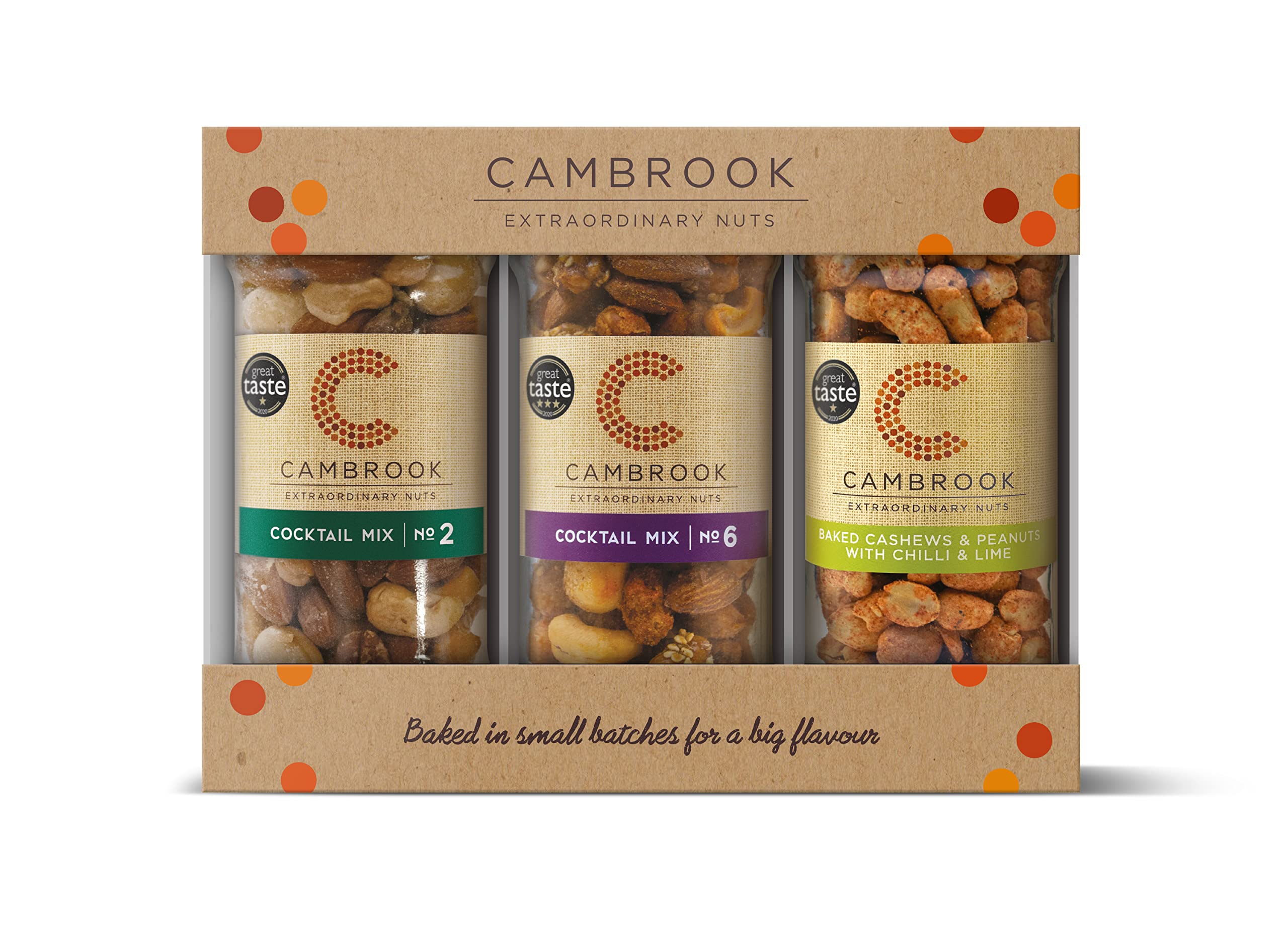 Cambrook Extraordinary Nuts - 3 Jar Gift Set with Cocktail Mix 6 (170g) & Mix 2 (175g) 1