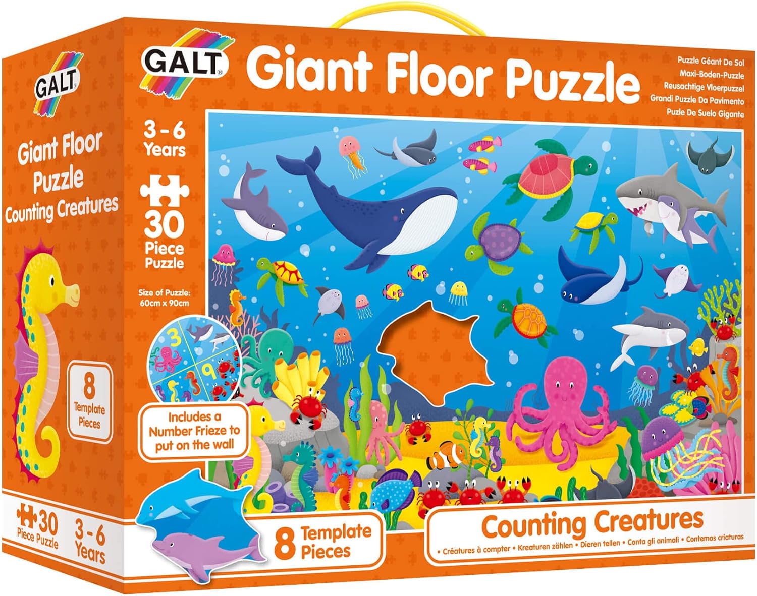 Galt Giant Floor Puzzle - Counting Creatures Educational Puzzle for Kids Ages 3-6