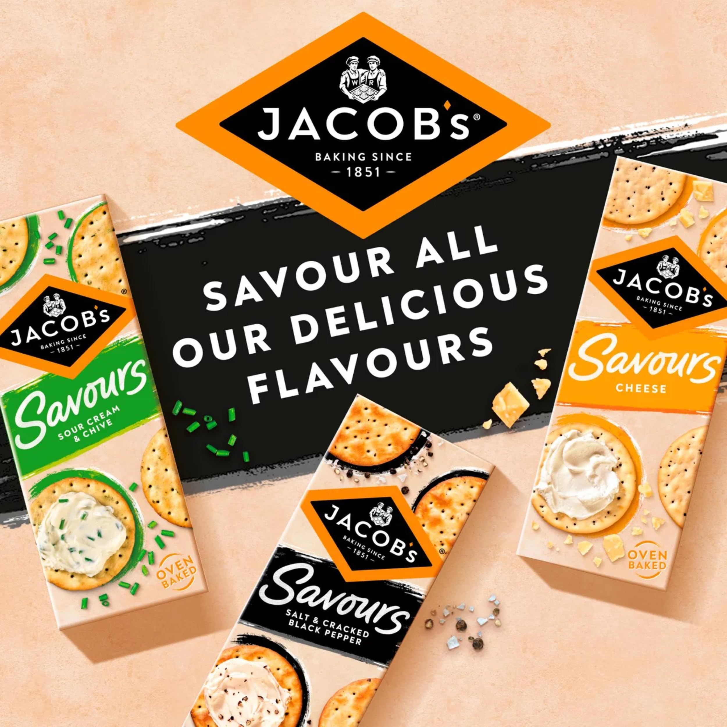 Jacob's Savours Bakes Salt and Cracked Black Pepper Crackers, 200g 8