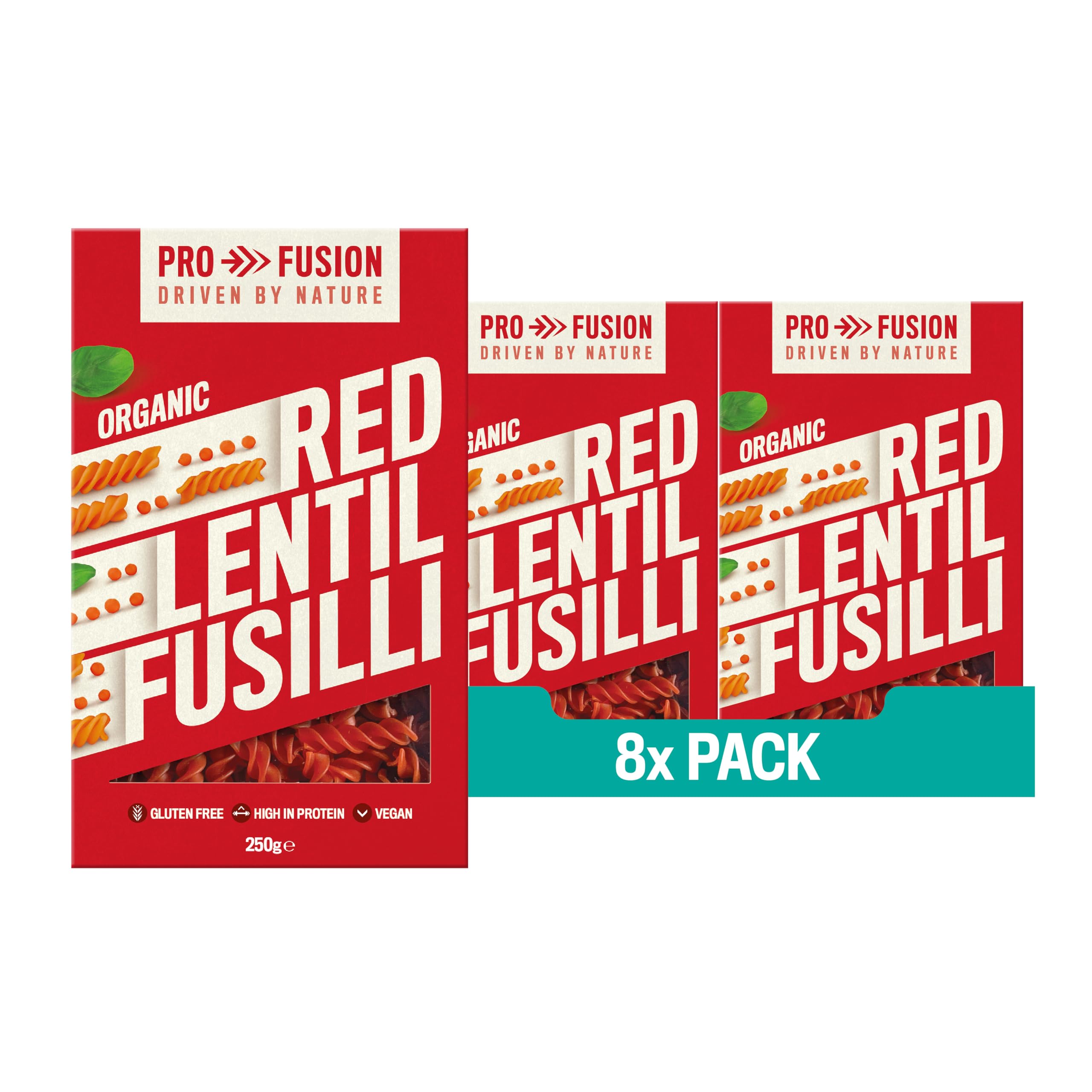 Profusion Organic Red Lentil Fusilli Pasta - Grain-Free, High Protein | 250g Pack