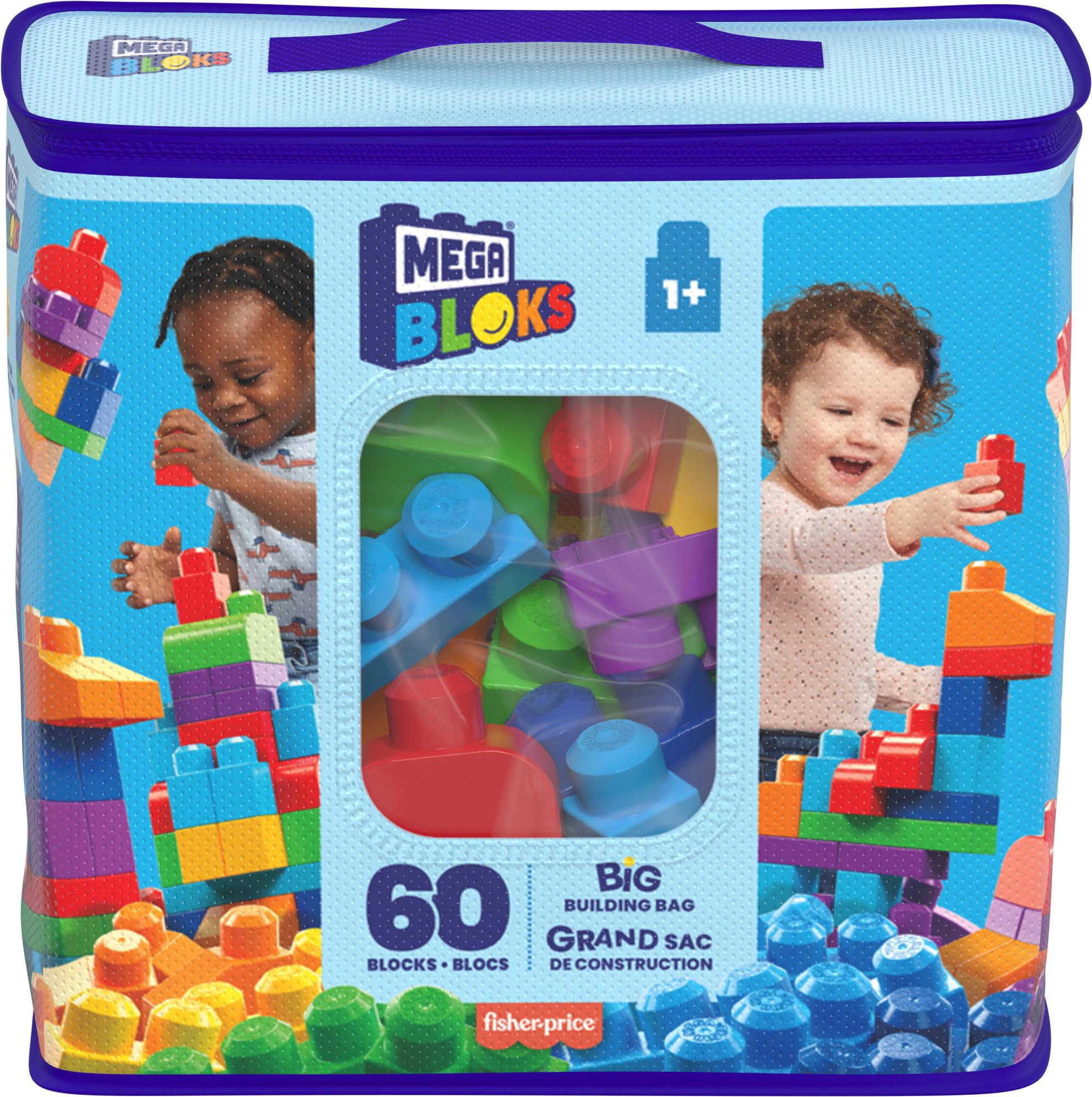 Mega Bloks First Builders Big Building Bag Playset - 60-Piece Building Set for Toddlers 1+ 6