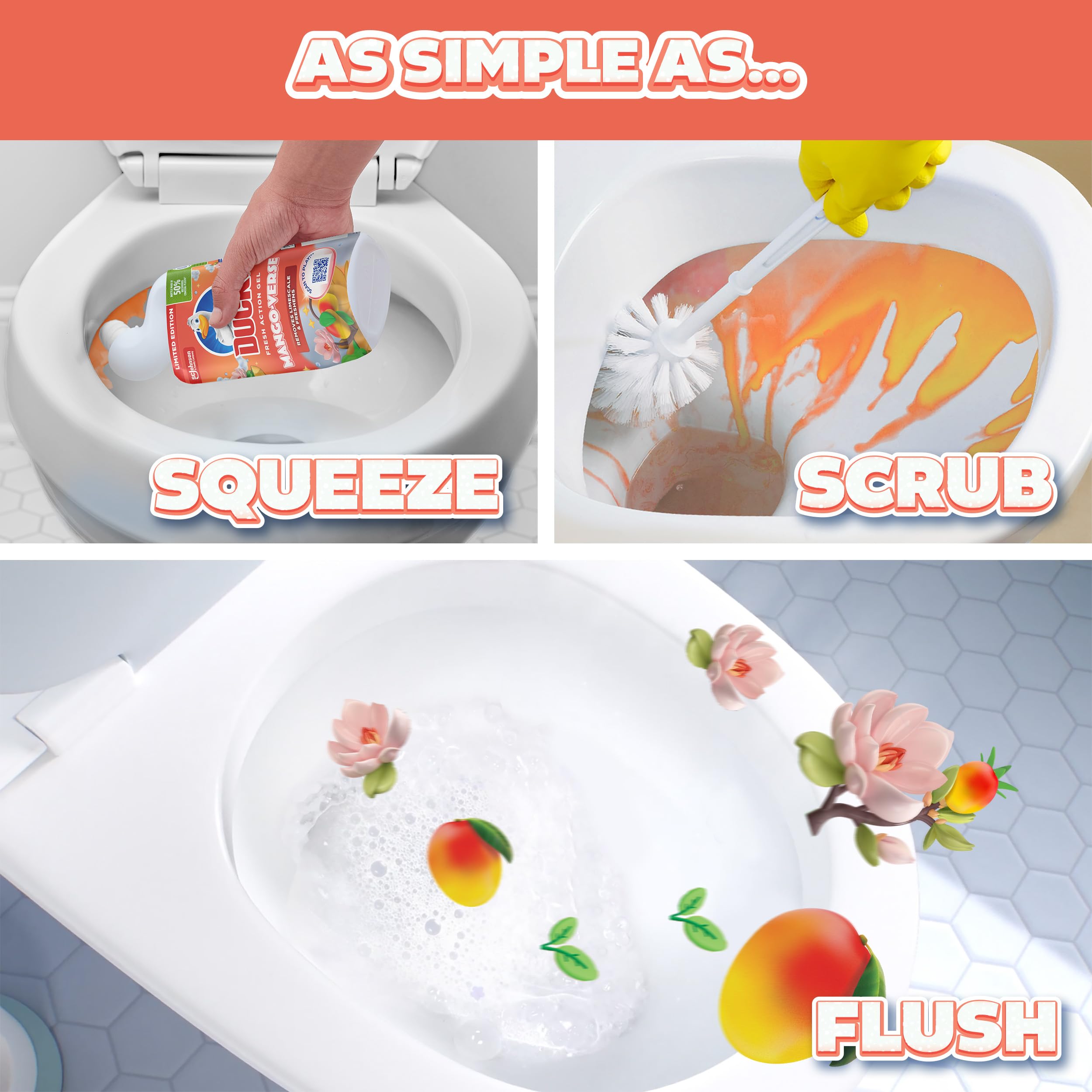 Duck - Deep Action Gel Toilet Cleaner Liquid with Mango Verse Fragrance 4