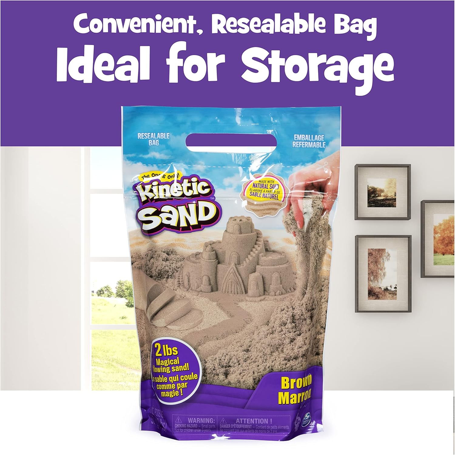 Kinetic Sand Natural Brown 907g - Squeeze & Shape Sensory Play Sand for Kids 12